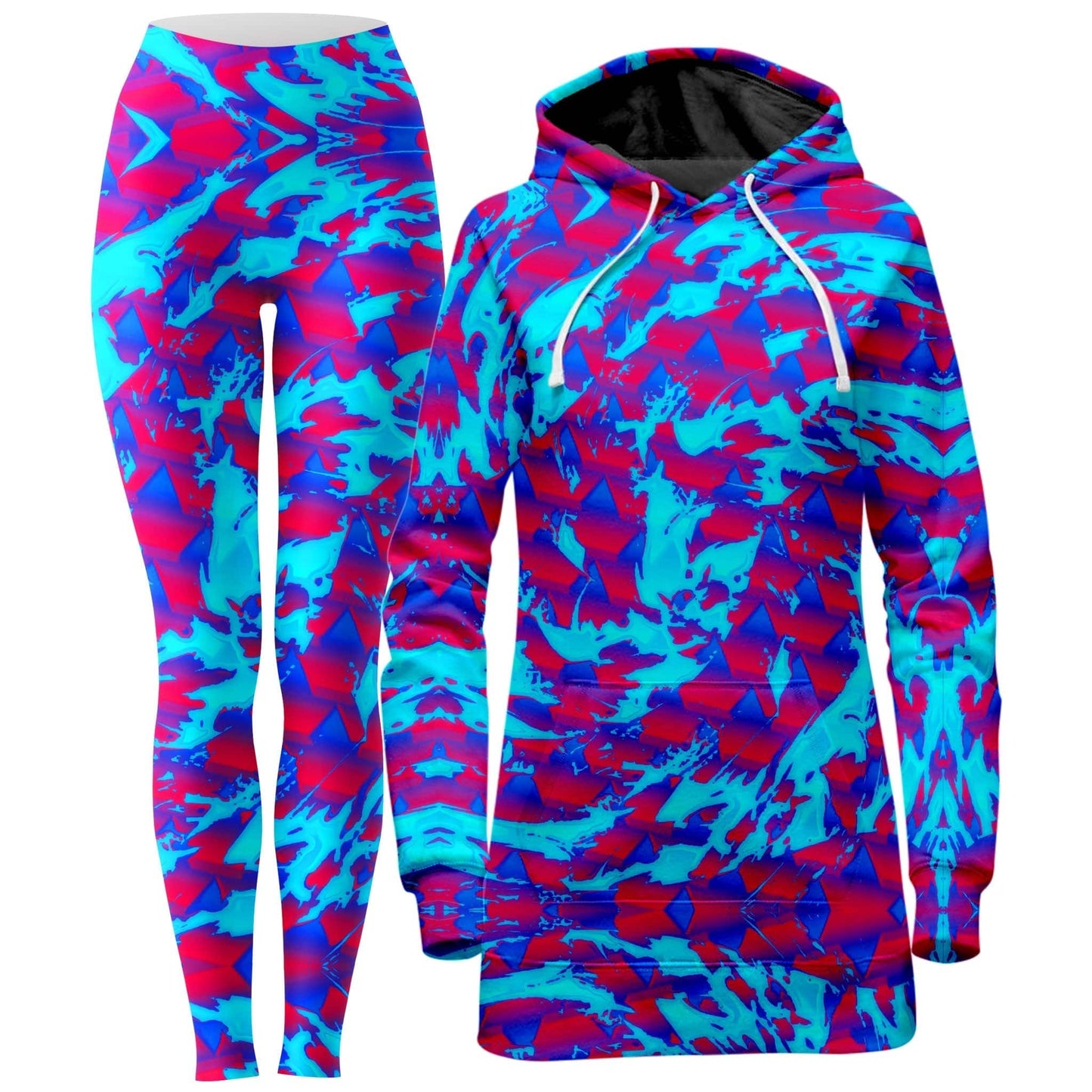 Berry Blast Hypno Splatter Hoodie Dress and Leggings Combo, Big Tex Funkadelic, | iEDM