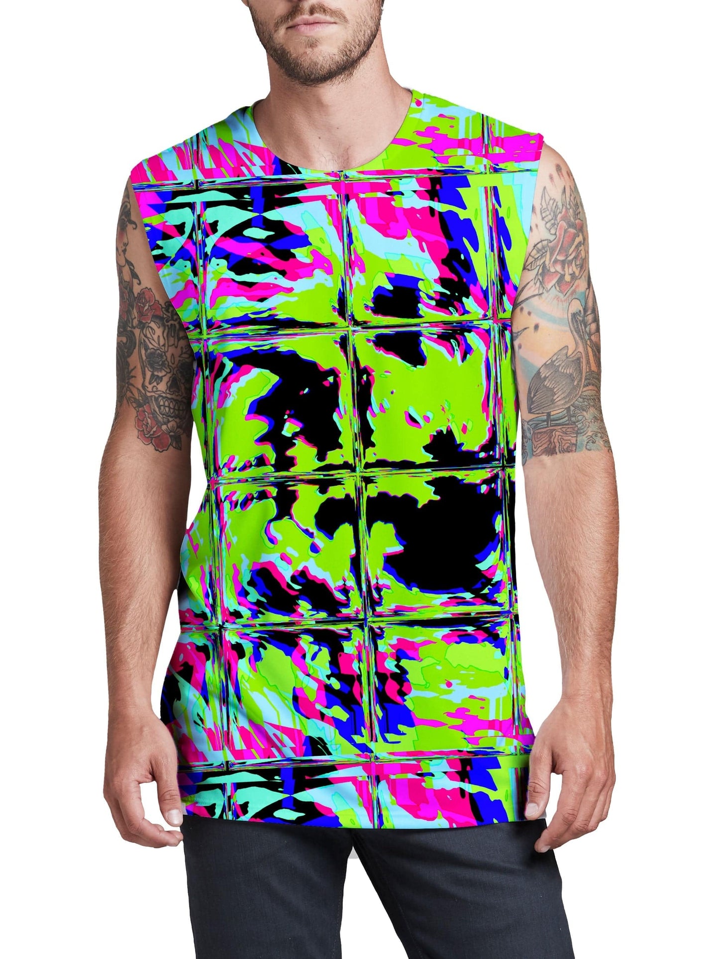 Blacklight Rave Glitch Men's Muscle Tank, Big Tex Funkadelic, | iEDM
