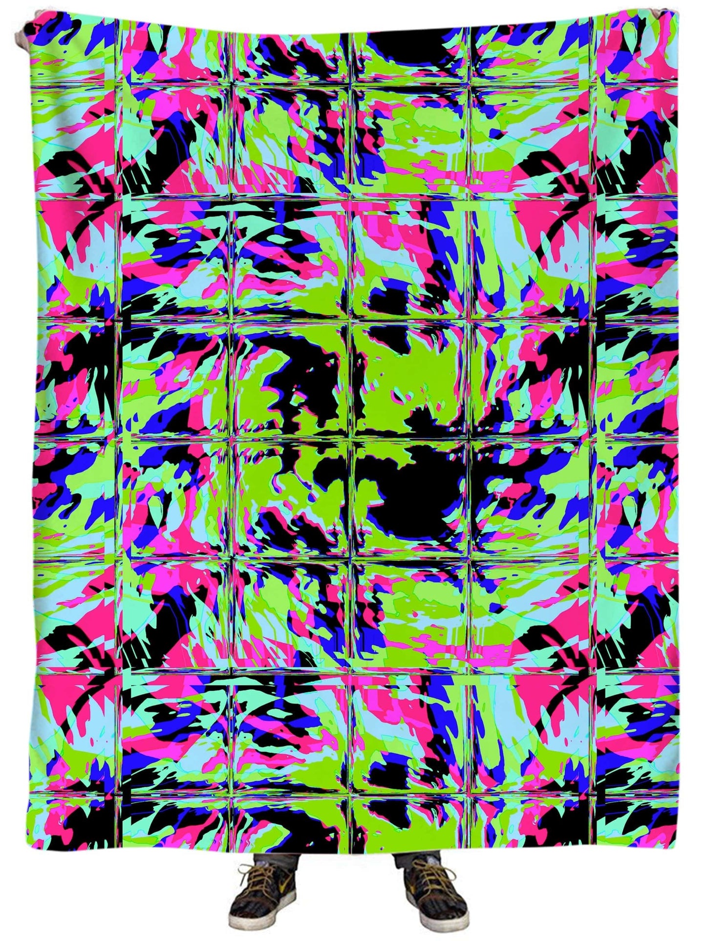 Blacklight Rave Glitch Plush Blanket, Big Tex Funkadelic, | iEDM