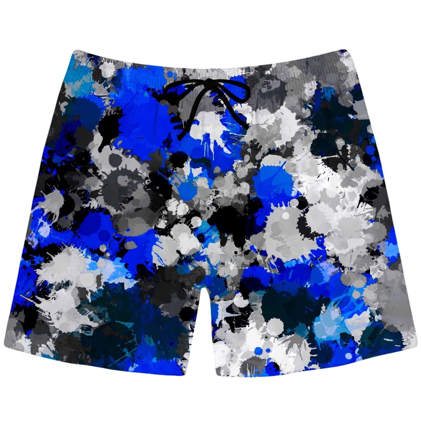 Blue and Grey Paint Splatter Swim Trunks, Big Tex Funkadelic, | iEDM