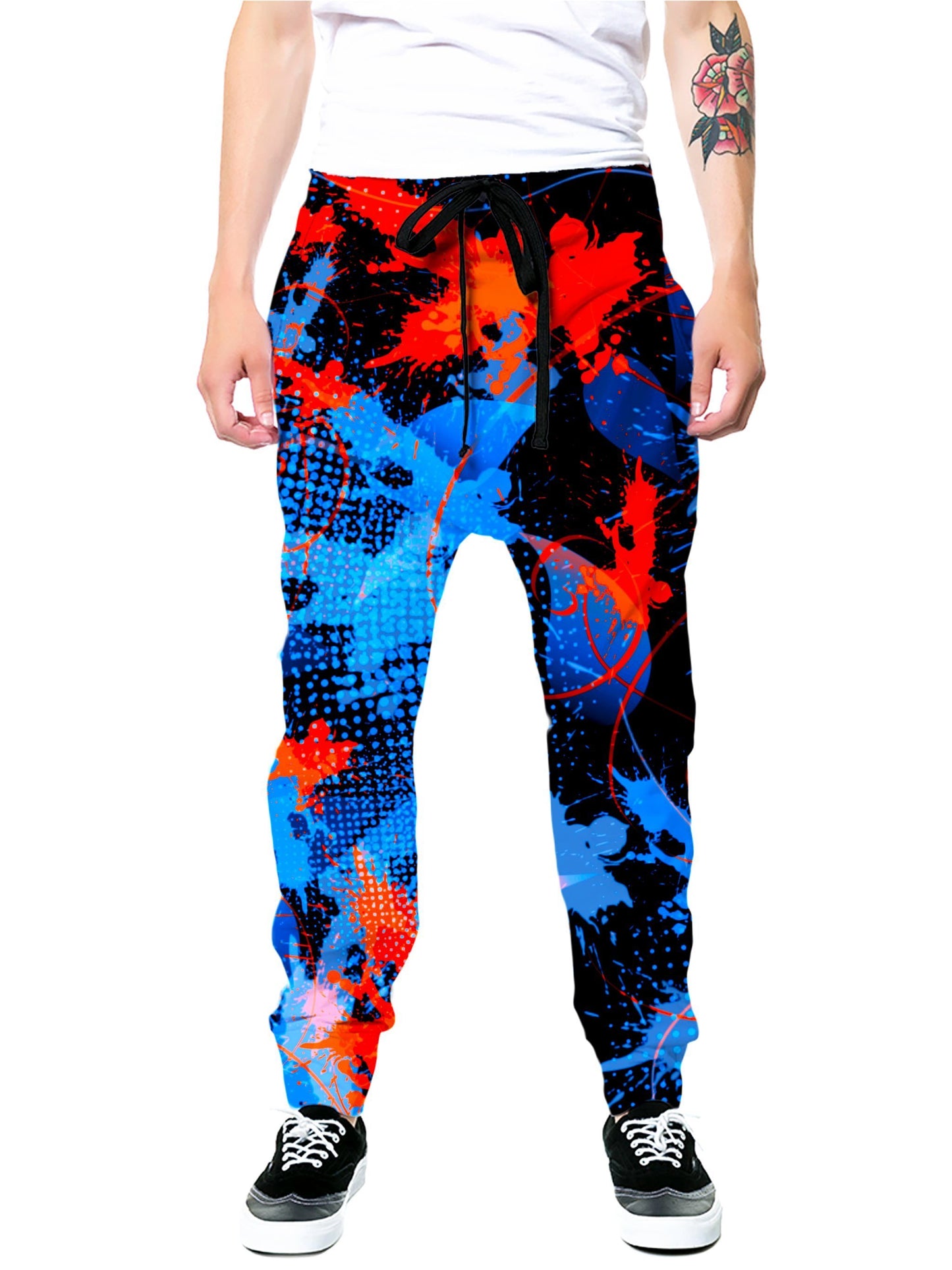 Big Tex Funkadelic Blue and Orange Paint Splatter Joggers - iEDM