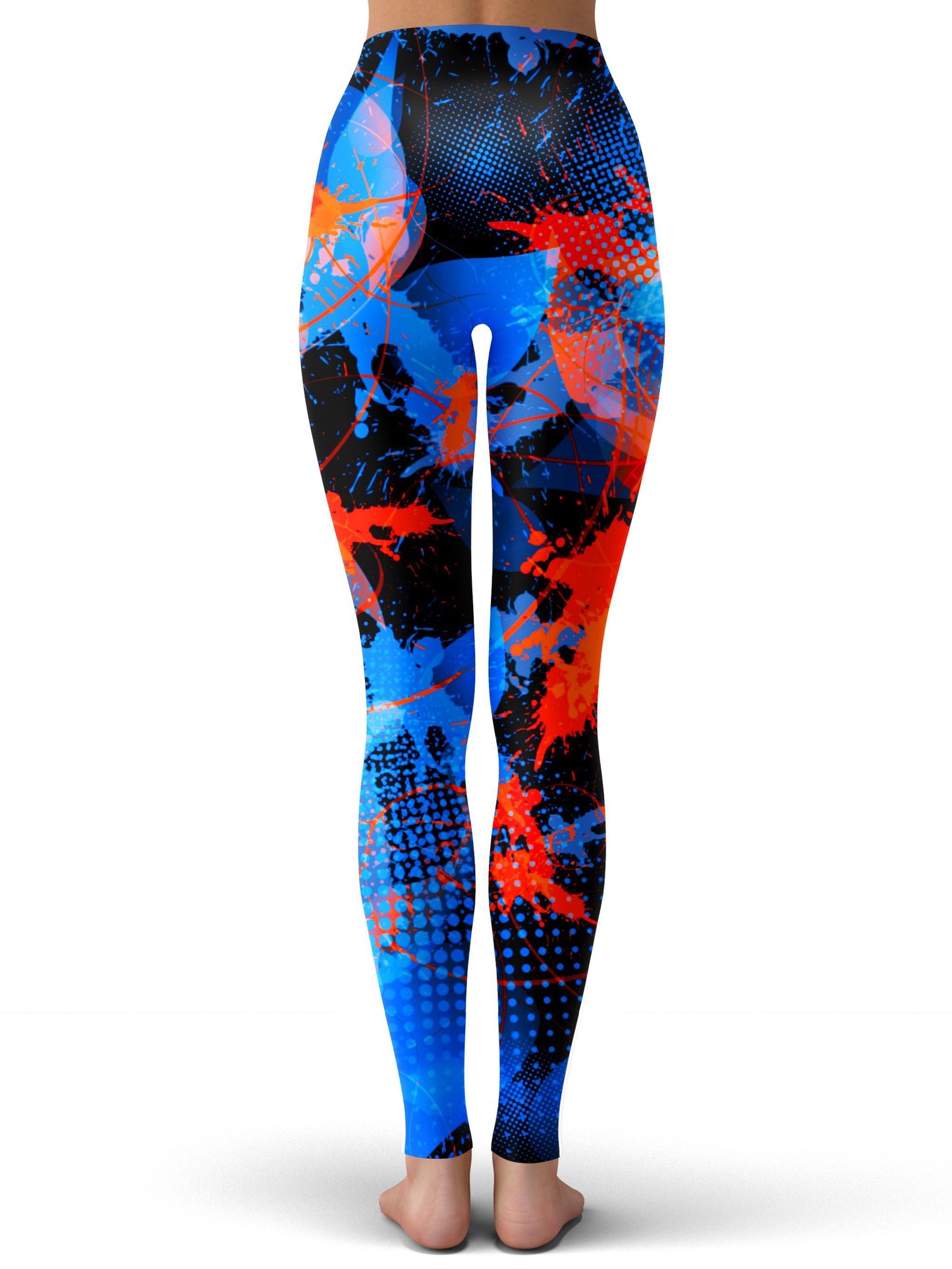Big Tex Funkadelic Blue and Orange Paint Splatter Leggings - iEDM
