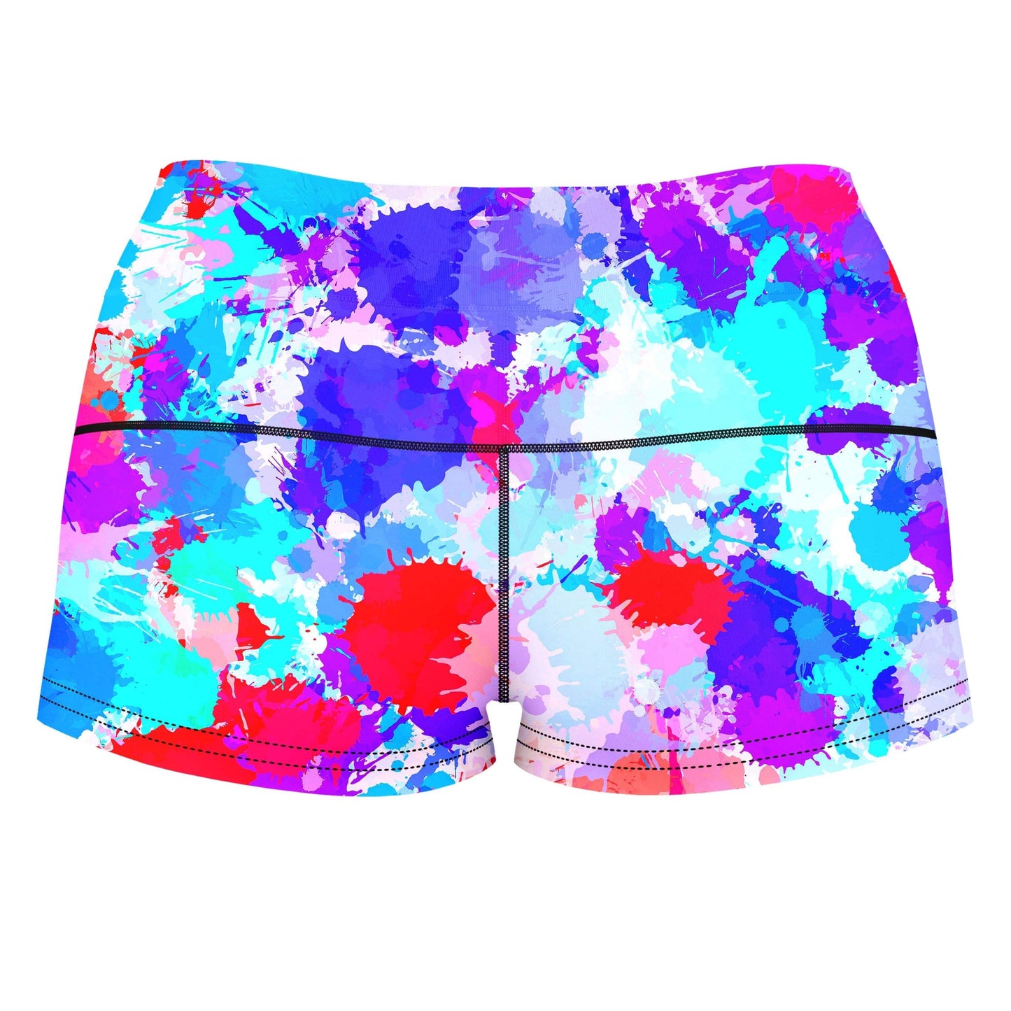 Cherry Frost Paint Splatter High-Waisted Women's Shorts, Big Tex Funkadelic, | iEDM