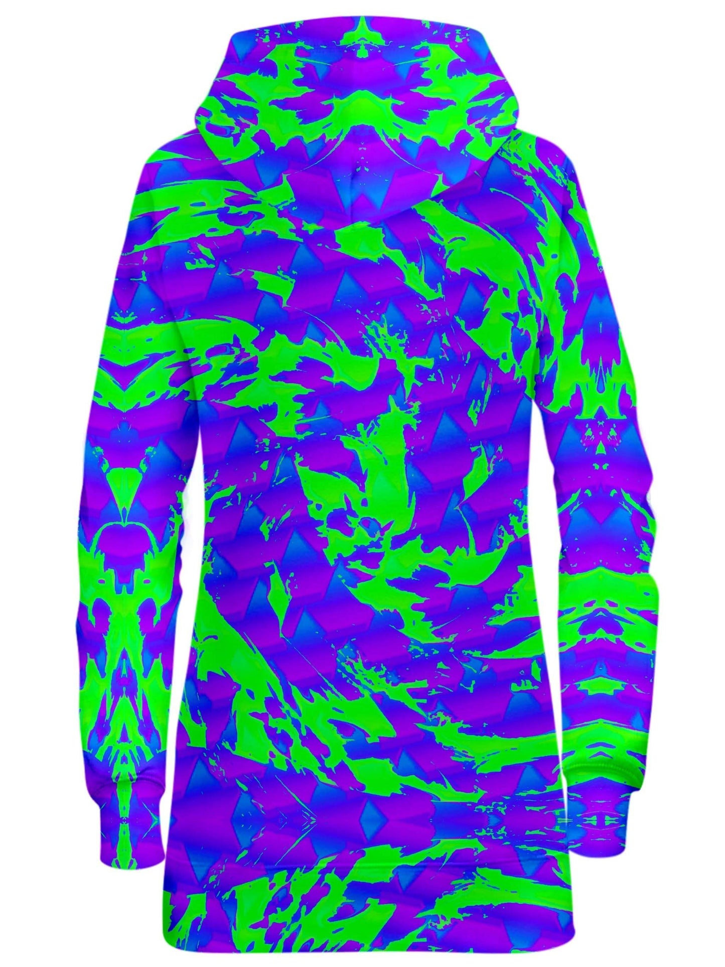 Green and Purple Hypno Splatter Hoodie Dress, Big Tex Funkadelic, | iEDM