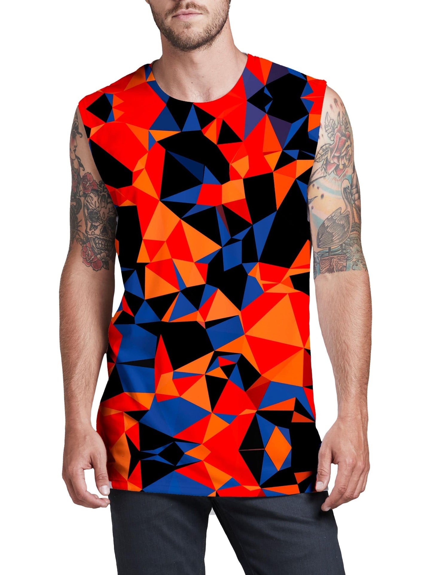 Orange and Black Geo Men's Muscle Tank, Big Tex Funkadelic, | iEDM