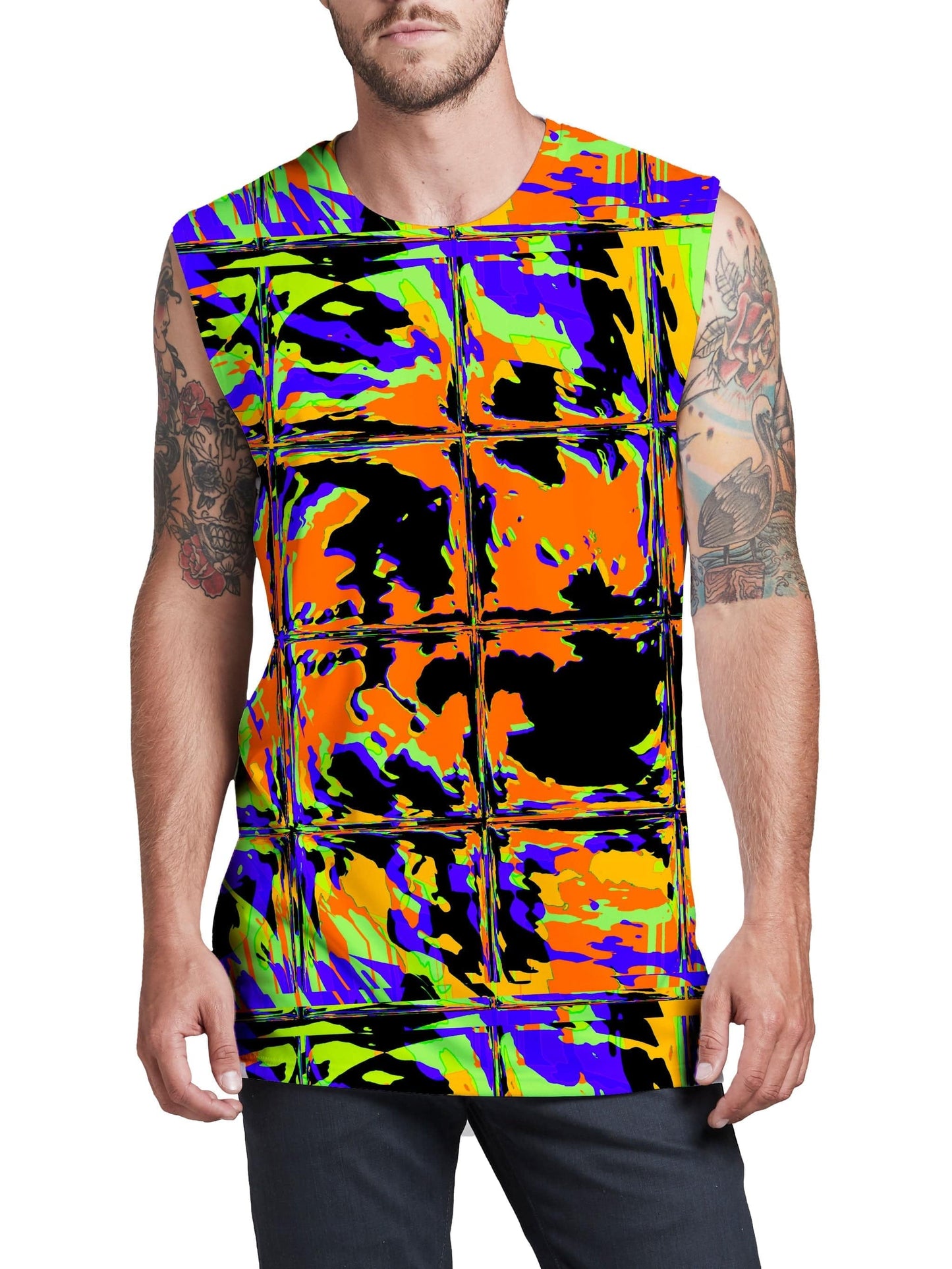 Orange Violet Rave Glitch Men's Muscle Tank, Big Tex Funkadelic, | iEDM