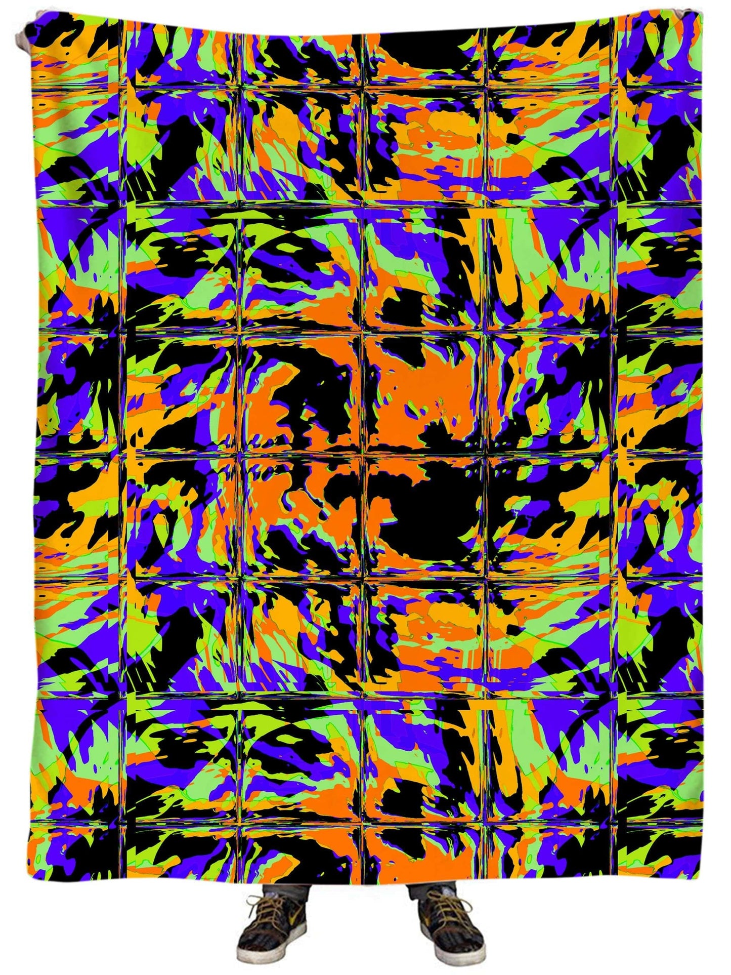 Orange Violet Rave Glitch Plush Blanket, Big Tex Funkadelic, | iEDM
