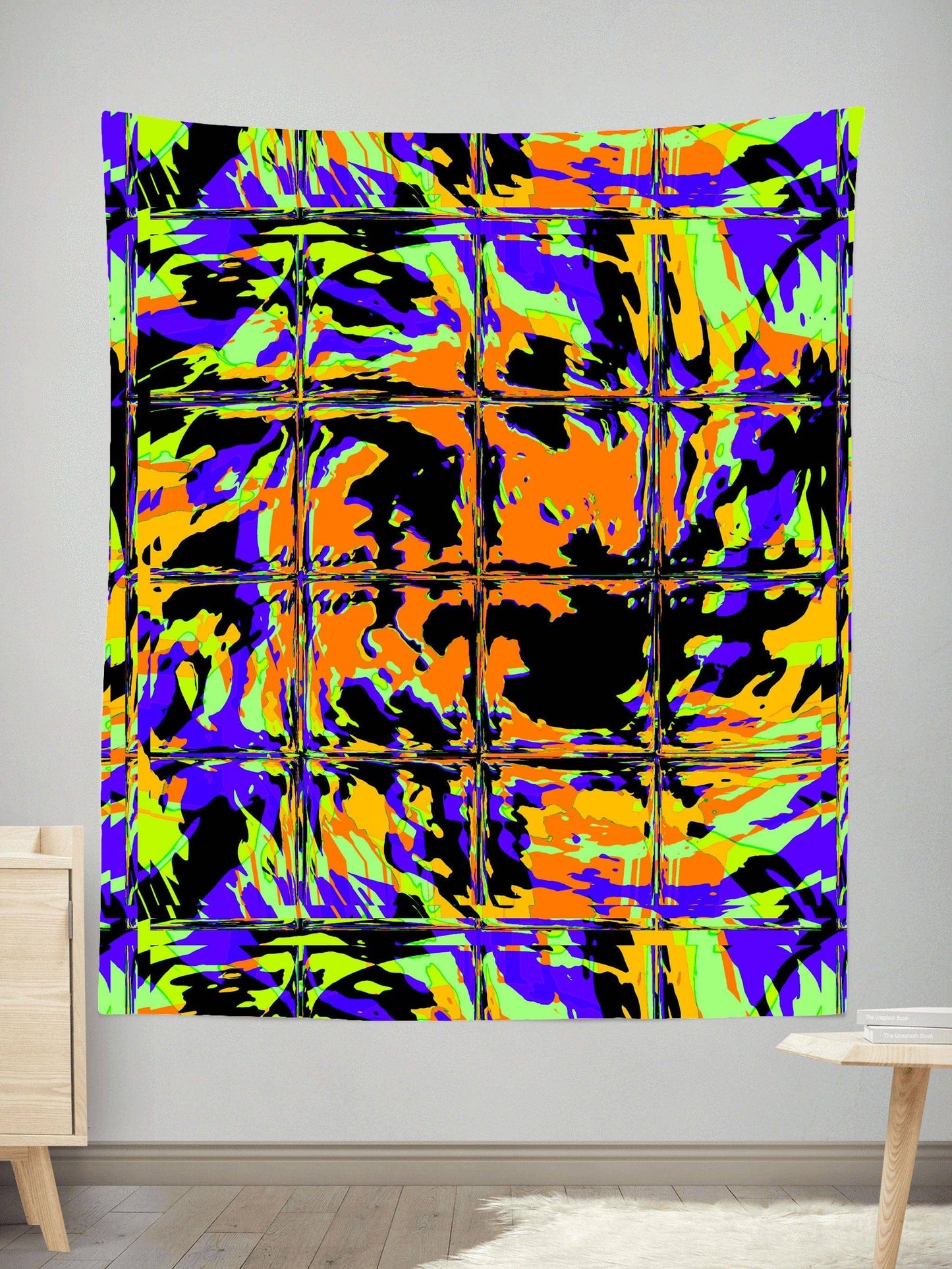 Orange Violet Rave Glitch Tapestry, Big Tex Funkadelic, | iEDM
