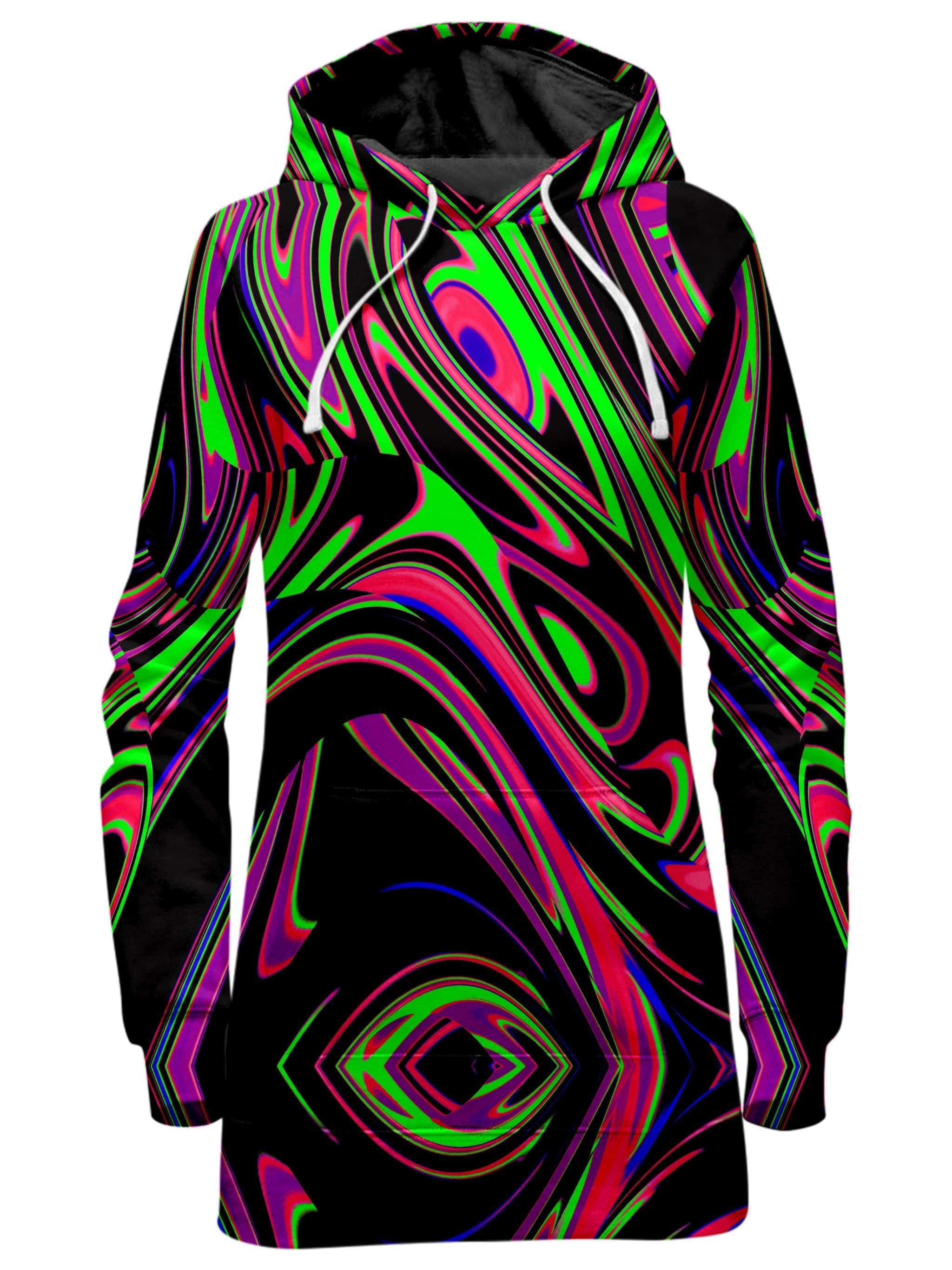 Pink and Green Blackout Drip Hoodie Dress Pink and Green Blackout Drip Hoodie Dress