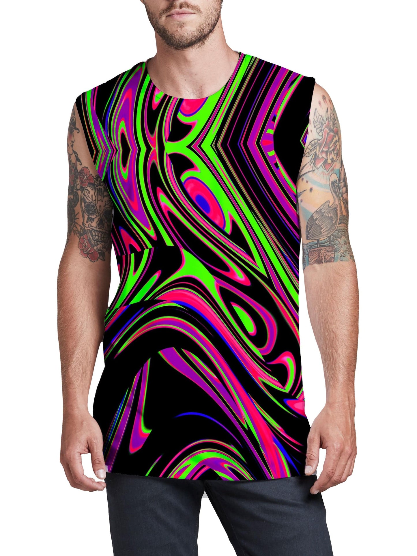 Pink and Green Blackout Drip Men's Muscle Tank, Big Tex Funkadelic, | iEDM