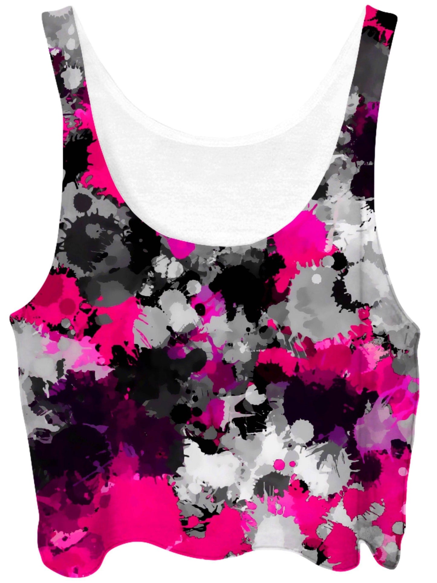 Pink and Grey Paint Splatter Crop Top, Big Tex Funkadelic, | iEDM