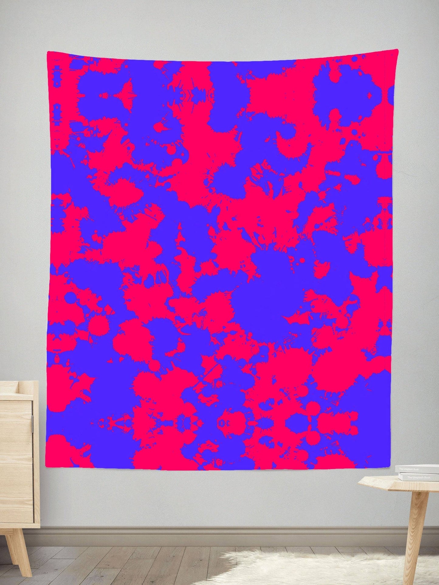Pink and Violet Paint Splatter Tapestry, Big Tex Funkadelic, | iEDM