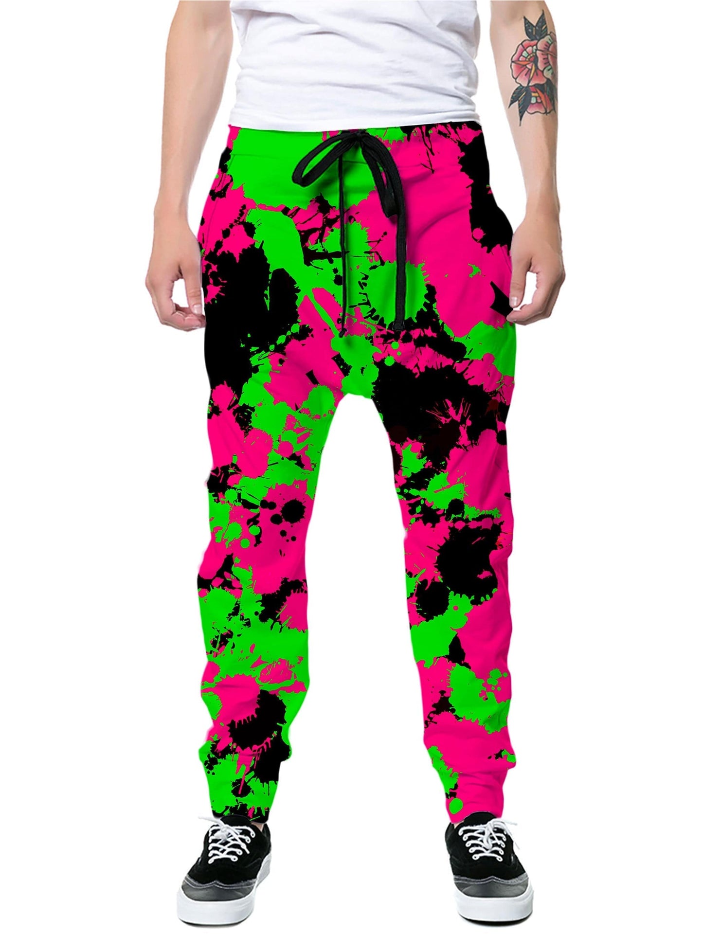 Pink Black And Green Paint Splatter Hoodie and Joggers Combo, Big Tex Funkadelic, | iEDM