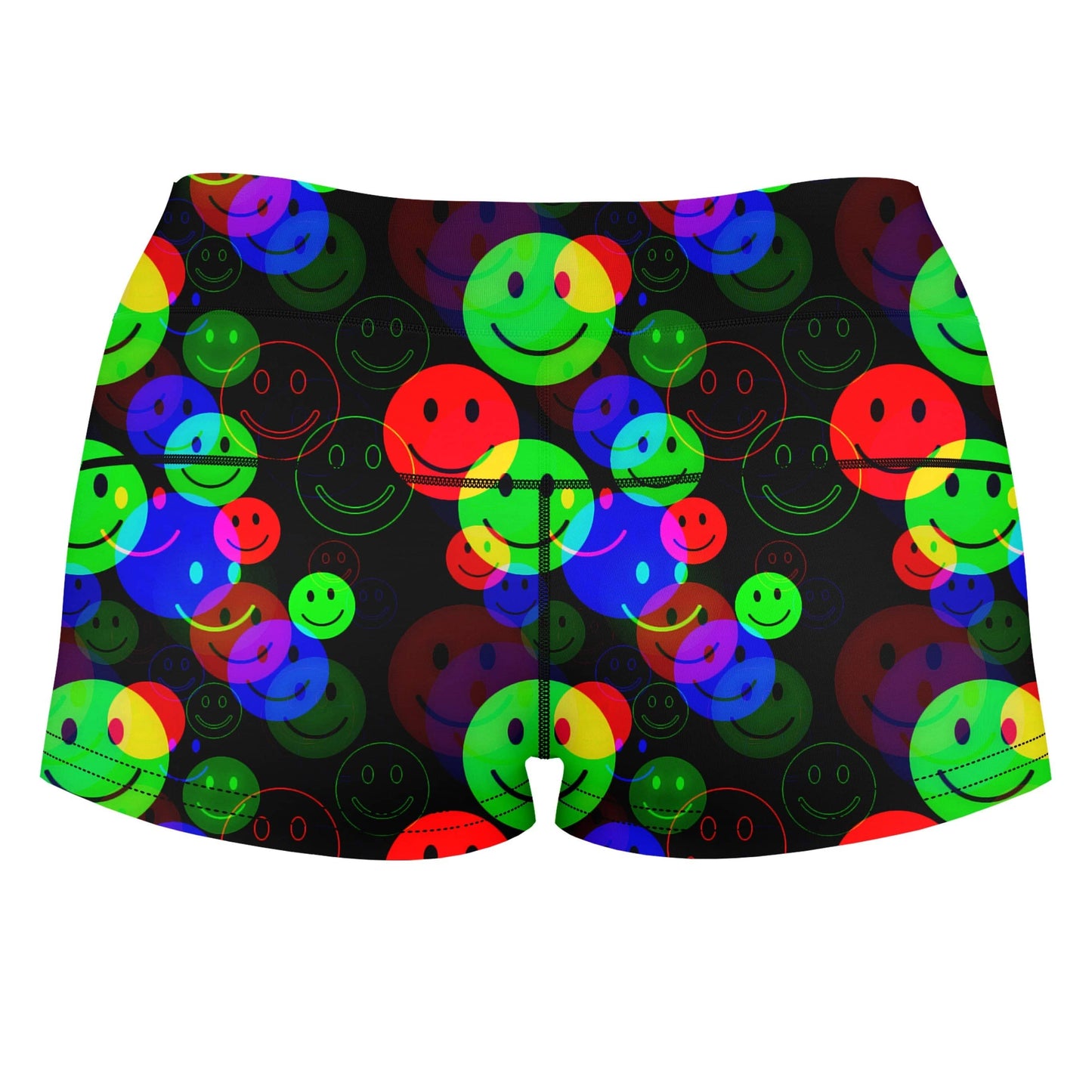 RGB Smile Glitch High-Waisted Women's Shorts, Big Tex Funkadelic, | iEDM