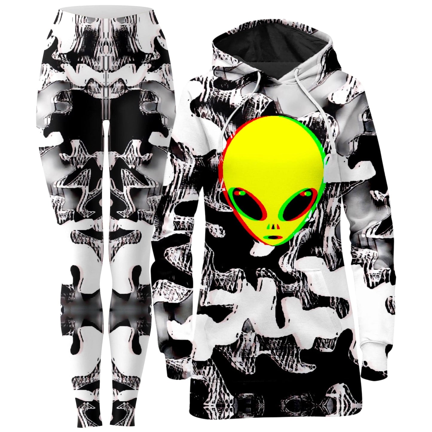 Trippy Alien Hoodie Dress and Leggings Combo, Big Tex Funkadelic, | iEDM