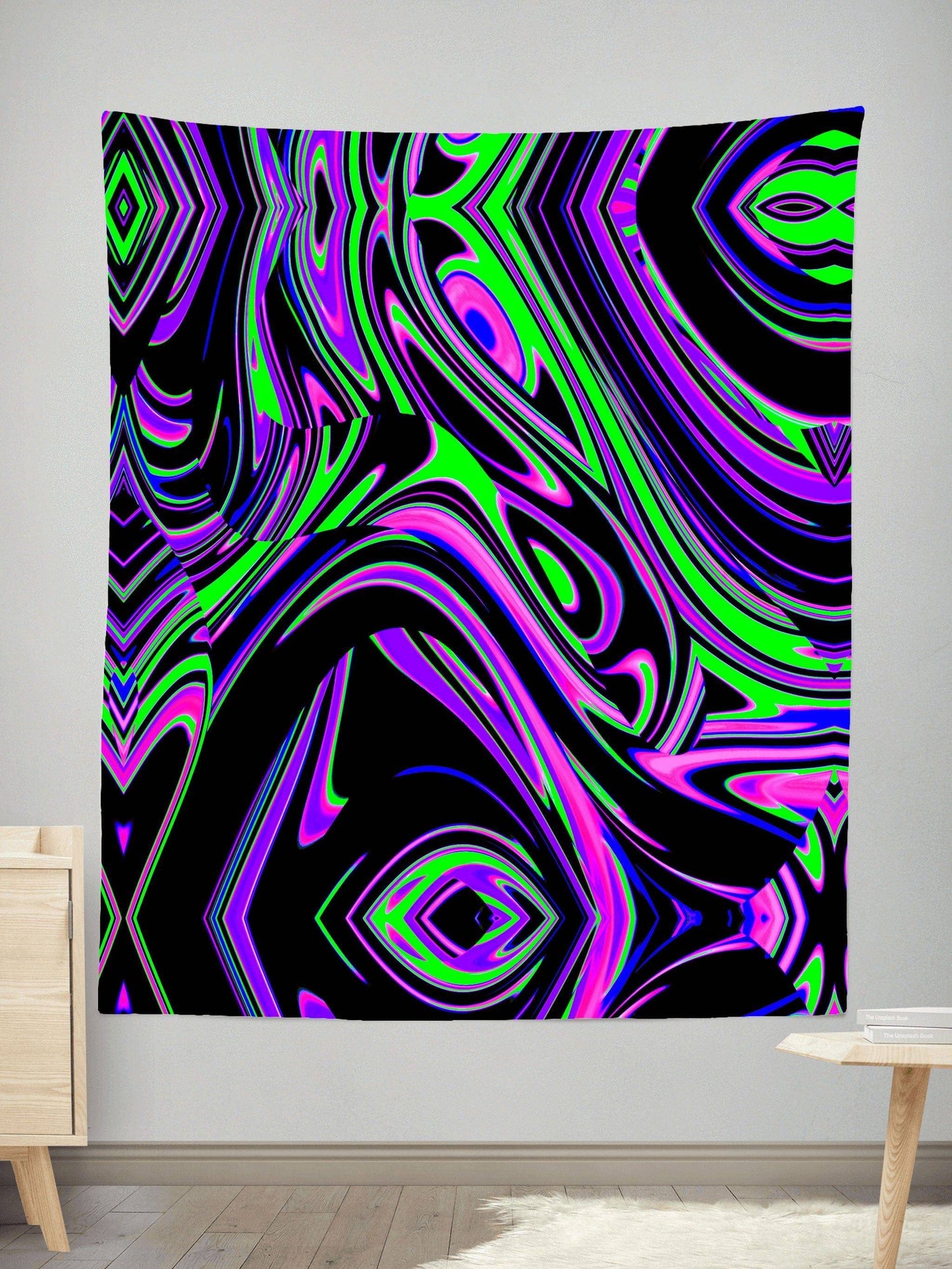 Violet and Lime Blackout Drip Tapestry, Big Tex Funkadelic, | iEDM