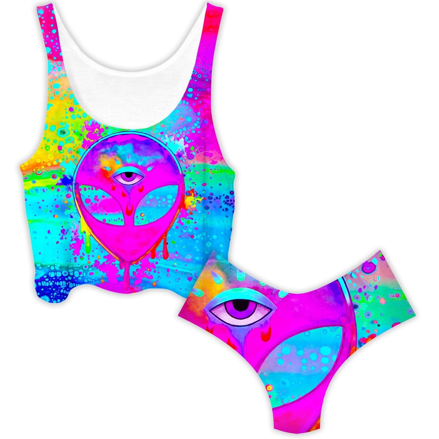 Alien Melt Pink Crop Top and Booty Shorts Combo, BrizBazaar, | iEDM