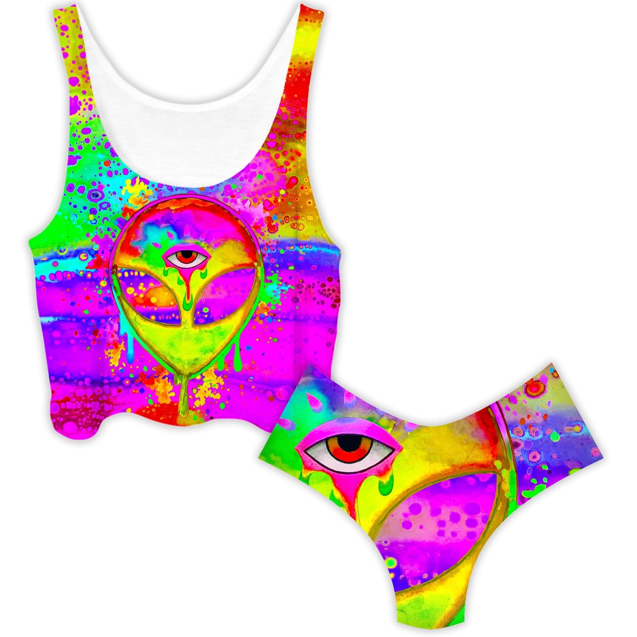 Alien Melt Yellow Crop Top and Booty Shorts Combo – iEDM