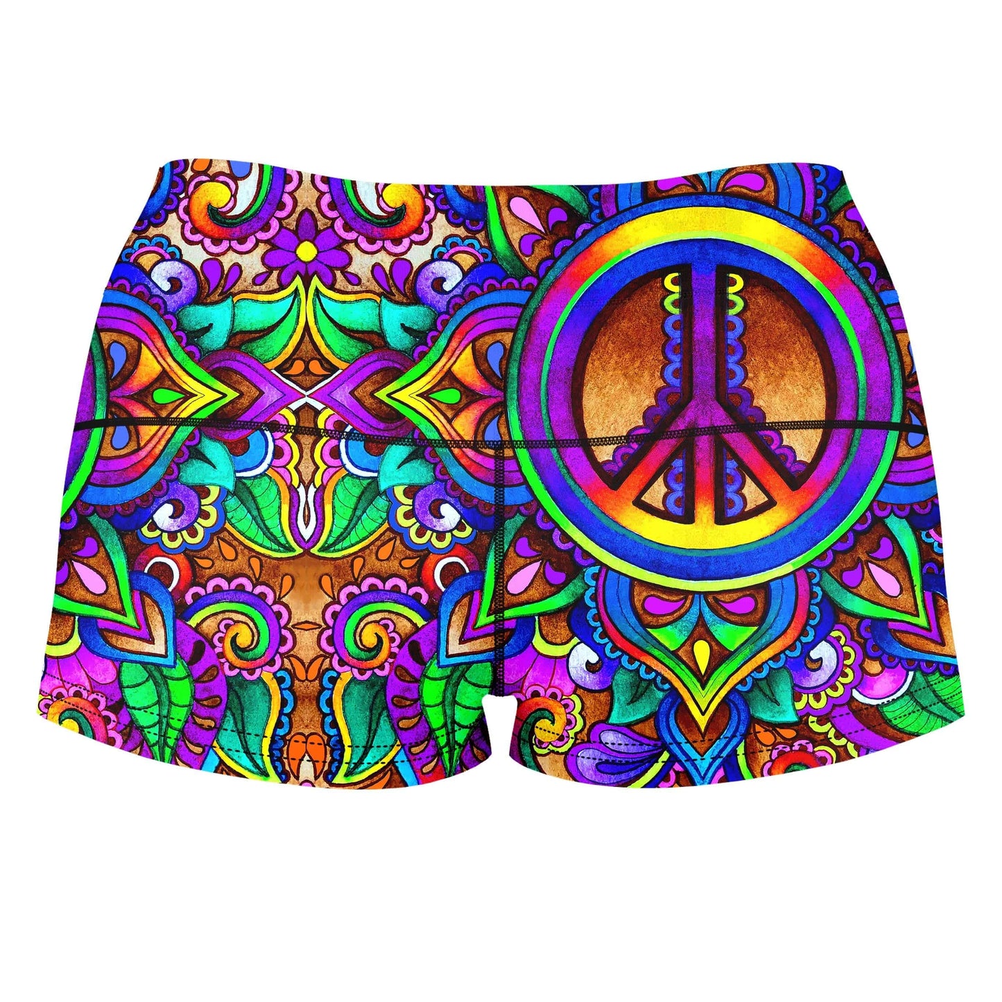 Peace Stock High-Waisted Women's Shorts, BrizBazaar, | iEDM