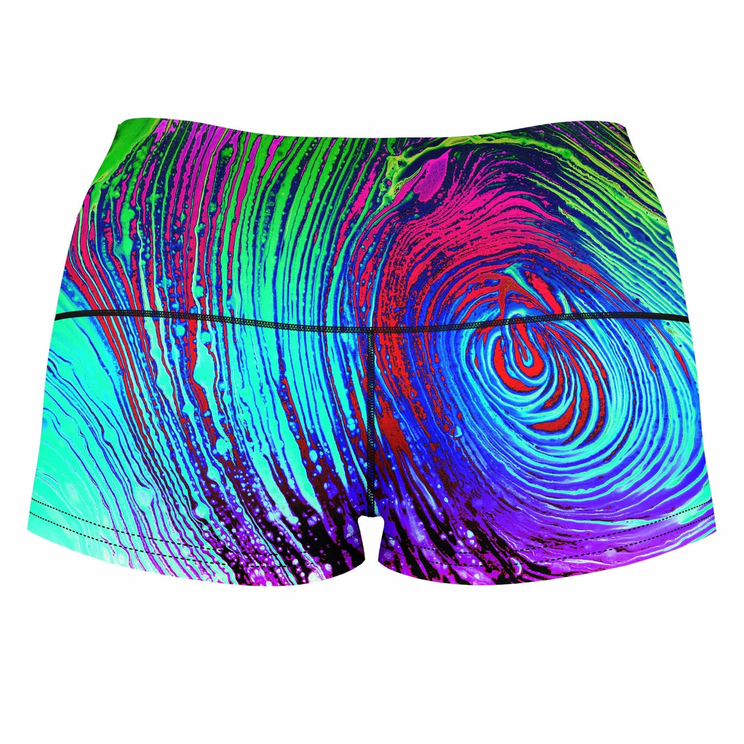 Rainbow Vortex High-Waisted Women's Shorts, BrizBazaar, | iEDM