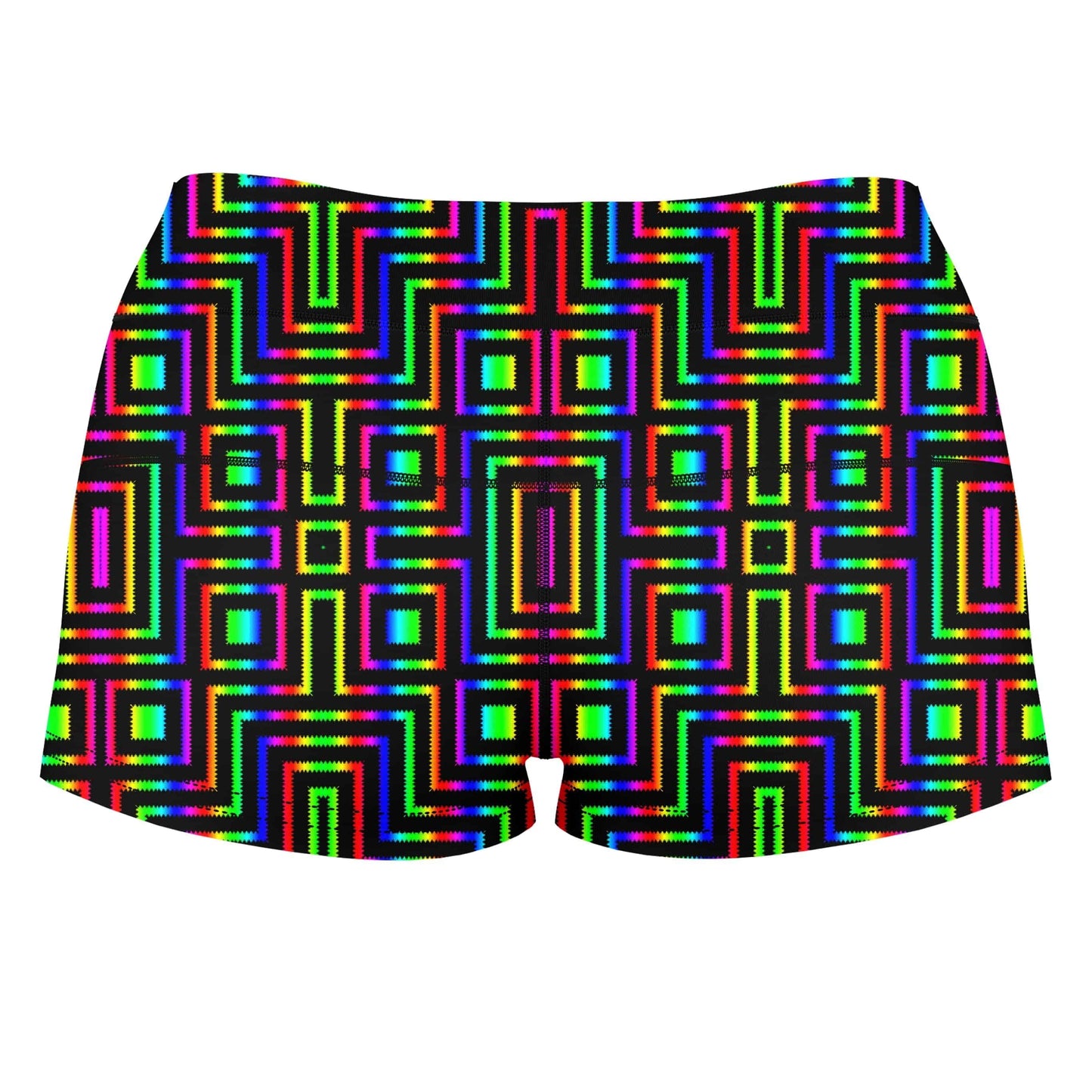 DMT Blocks High-Waisted Women's Shorts, Glass Prism Studios, | iEDM