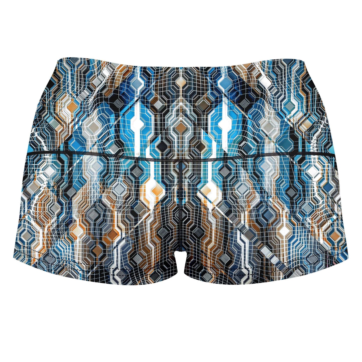 Fractional Data High-Waisted Women's Shorts, Glass Prism Studios, | iEDM