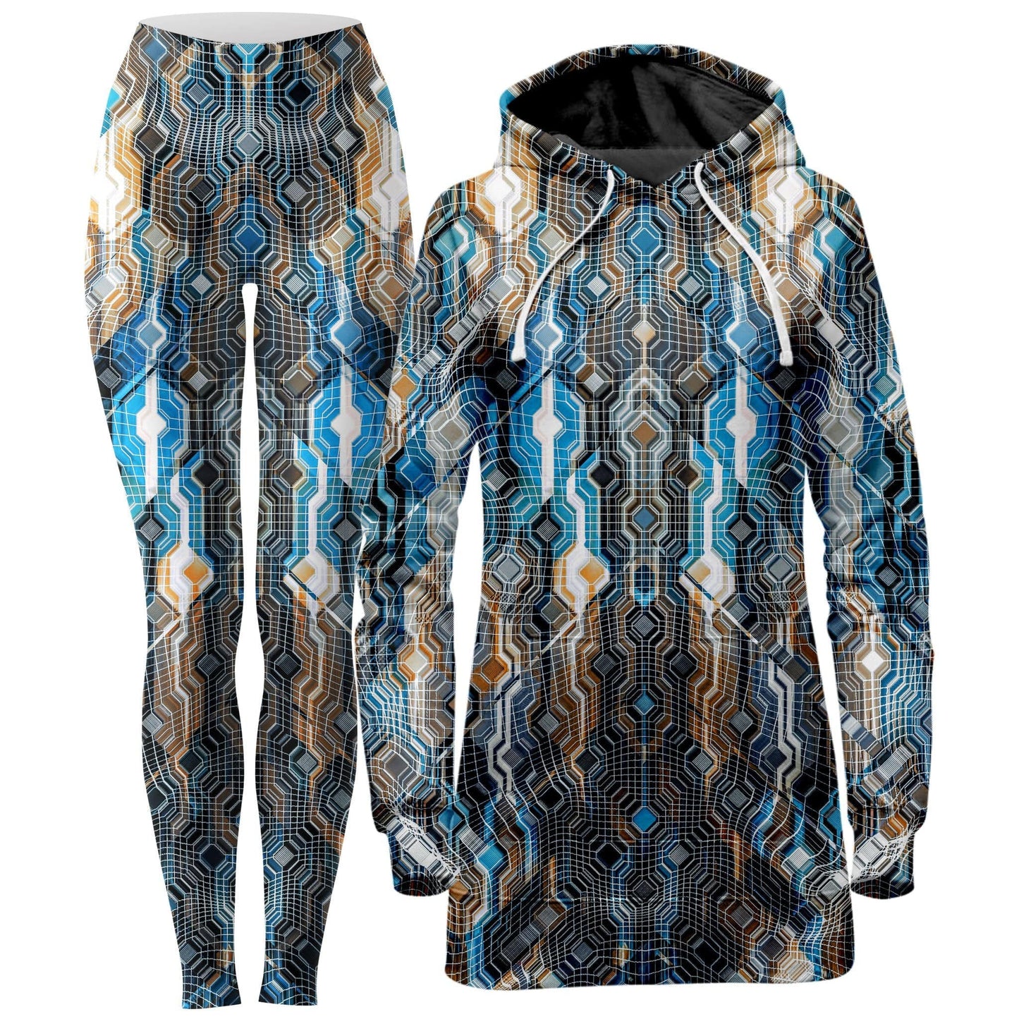 Fractional Data Hoodie Dress and Leggings Combo, Glass Prism Studios, | iEDM