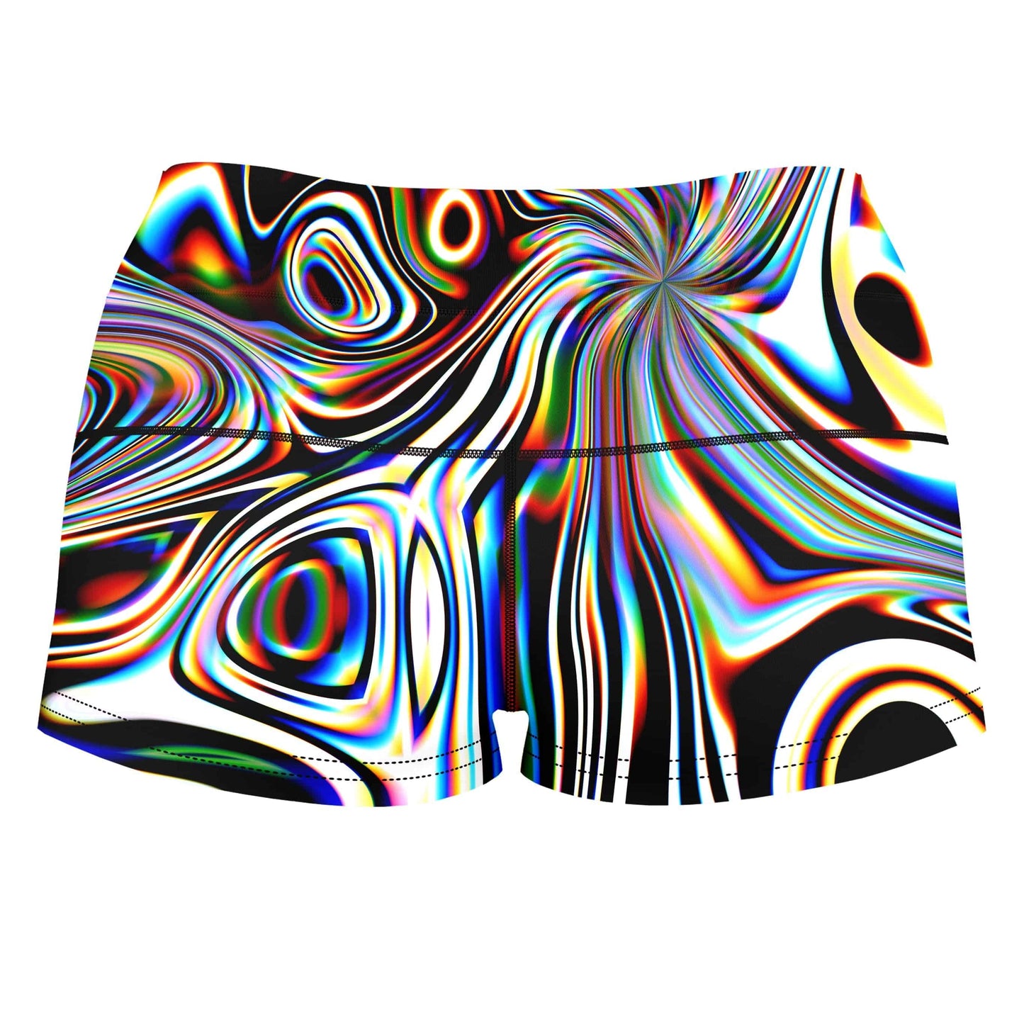 Oil Aura High-Waisted Women's Shorts, Glass Prism Studios, | iEDM