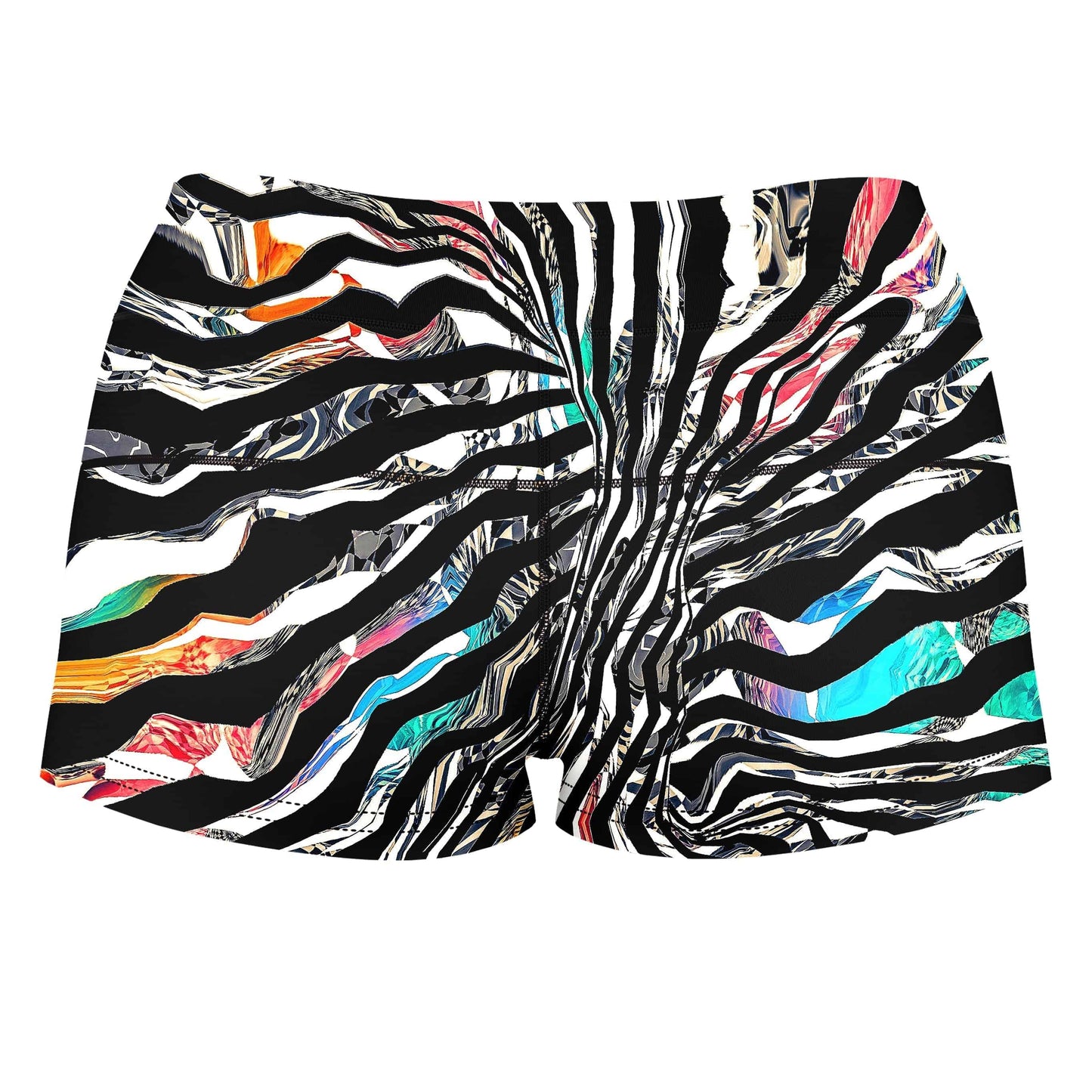 Stripped Chaos High-Waisted Women's Shorts, Glass Prism Studios, | iEDM