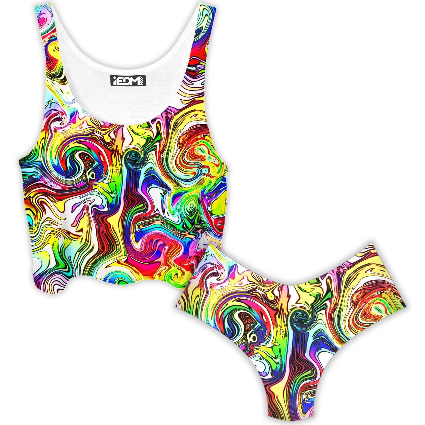 Swirly Gig Crop Top and Booty Shorts Combo, Glass Prism Studios, | iEDM