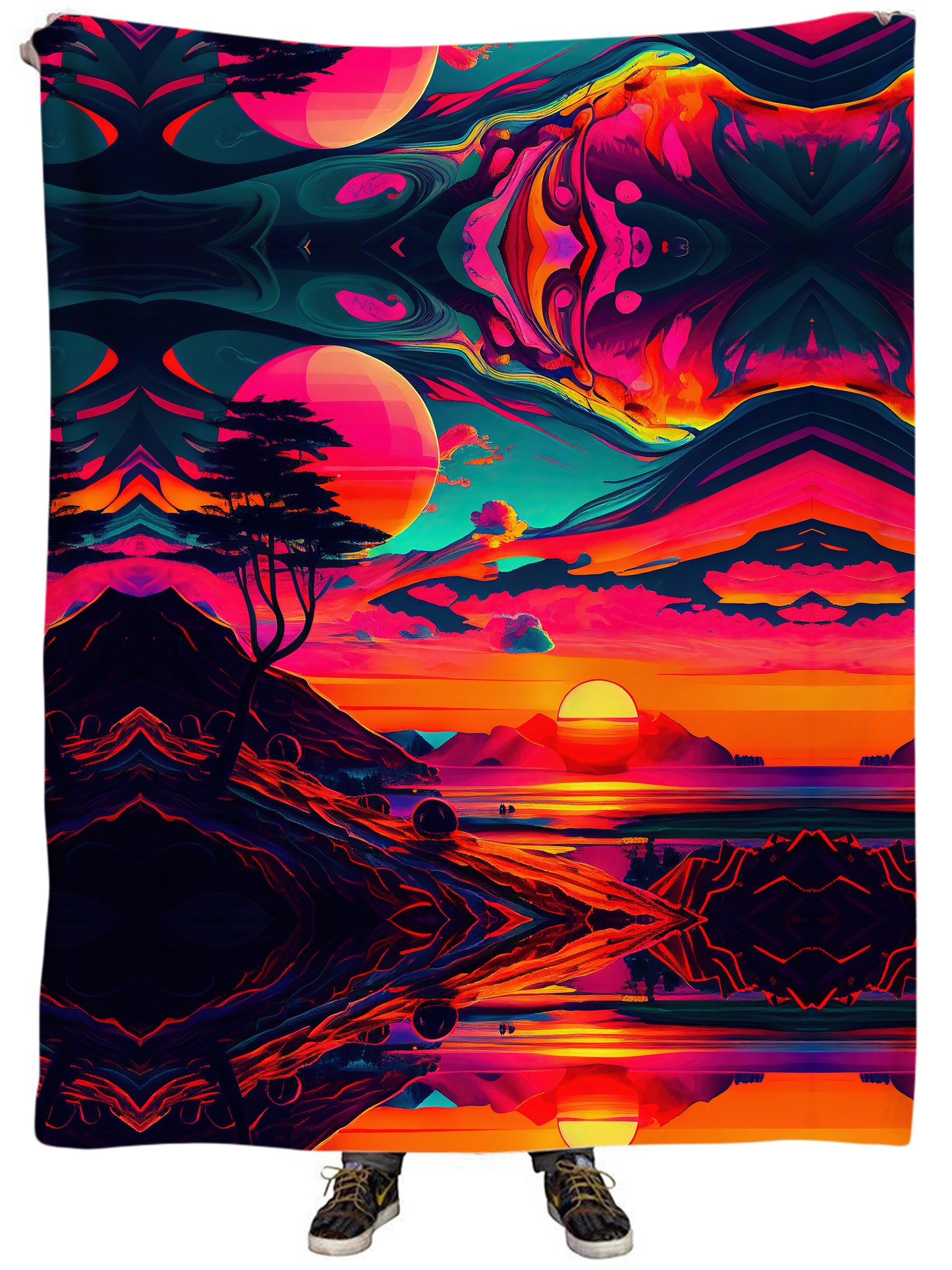 Psychedelic Sunset 02 Plush Blanket, iEDM, | iEDM