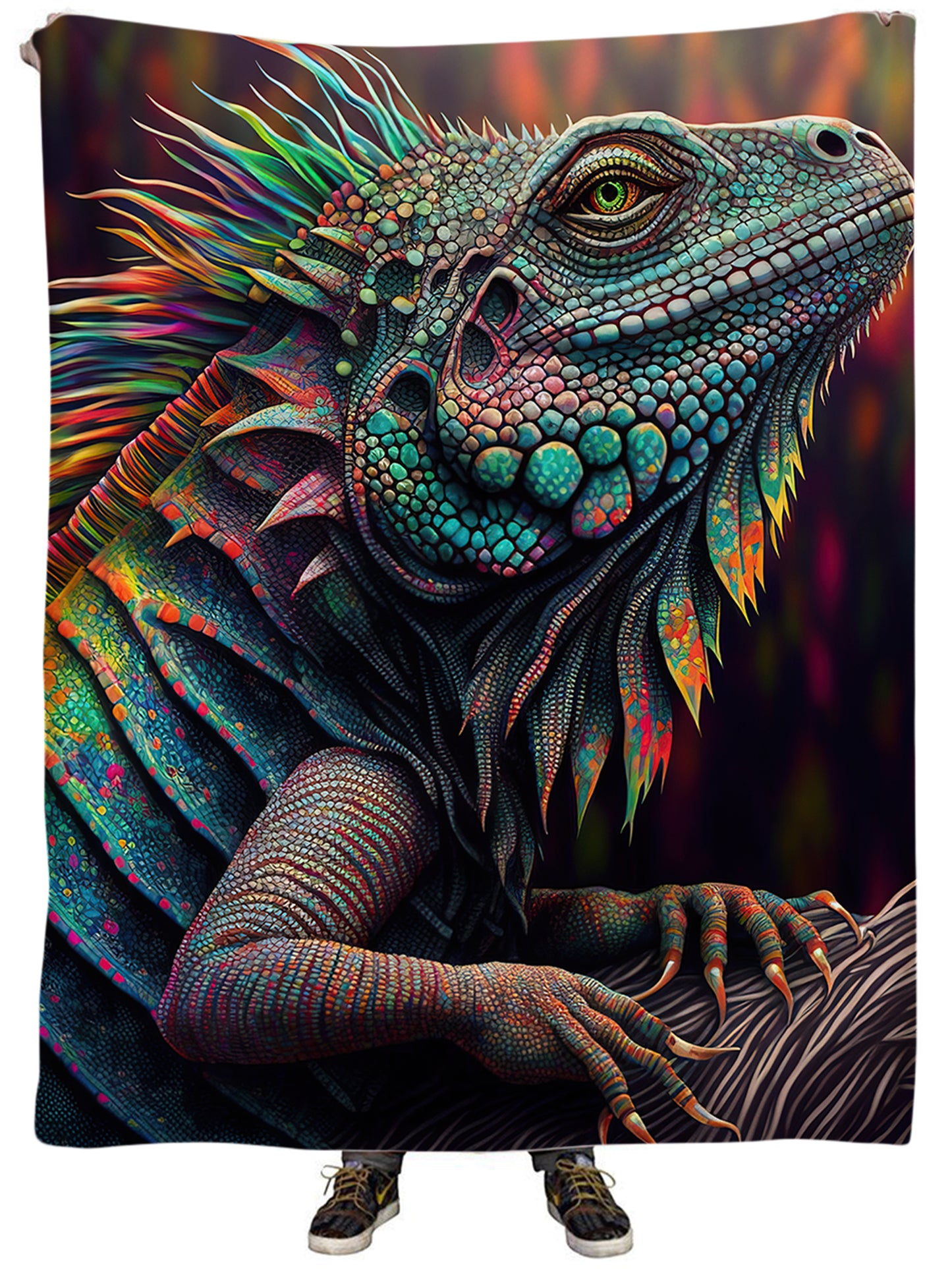Psychedelic Giant Iguana 02 Plush Blanket, iEDM, | iEDM