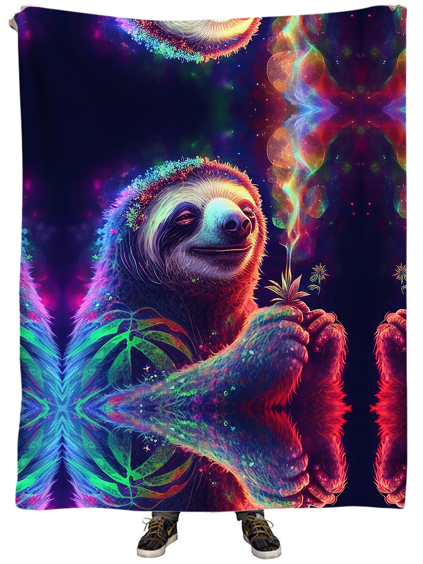 Sloth Smoking Weed Psychedelic Plush Blanket, iEDM, | iEDM