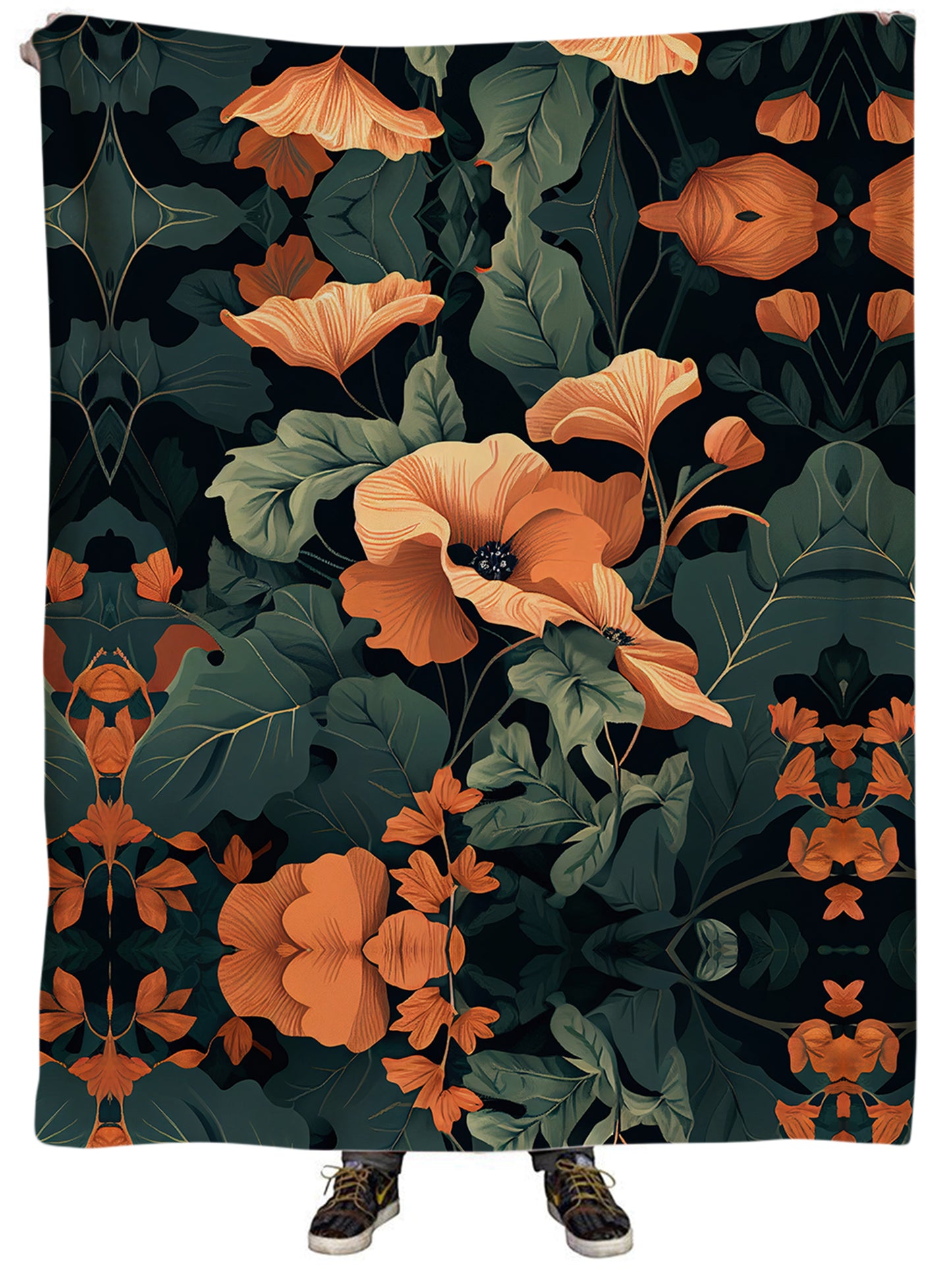 Tangerine Floral Plush Blanket, iEDM, | iEDM