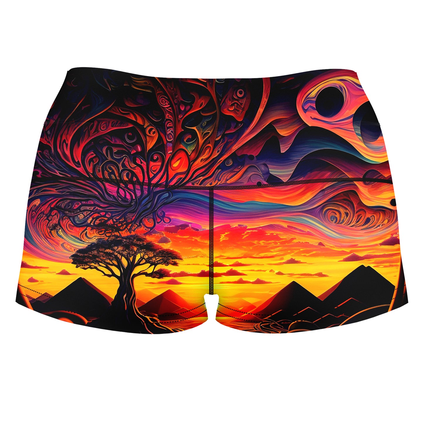 Acid Sunset High-Waisted Women's Shorts, iEDM, | iEDM