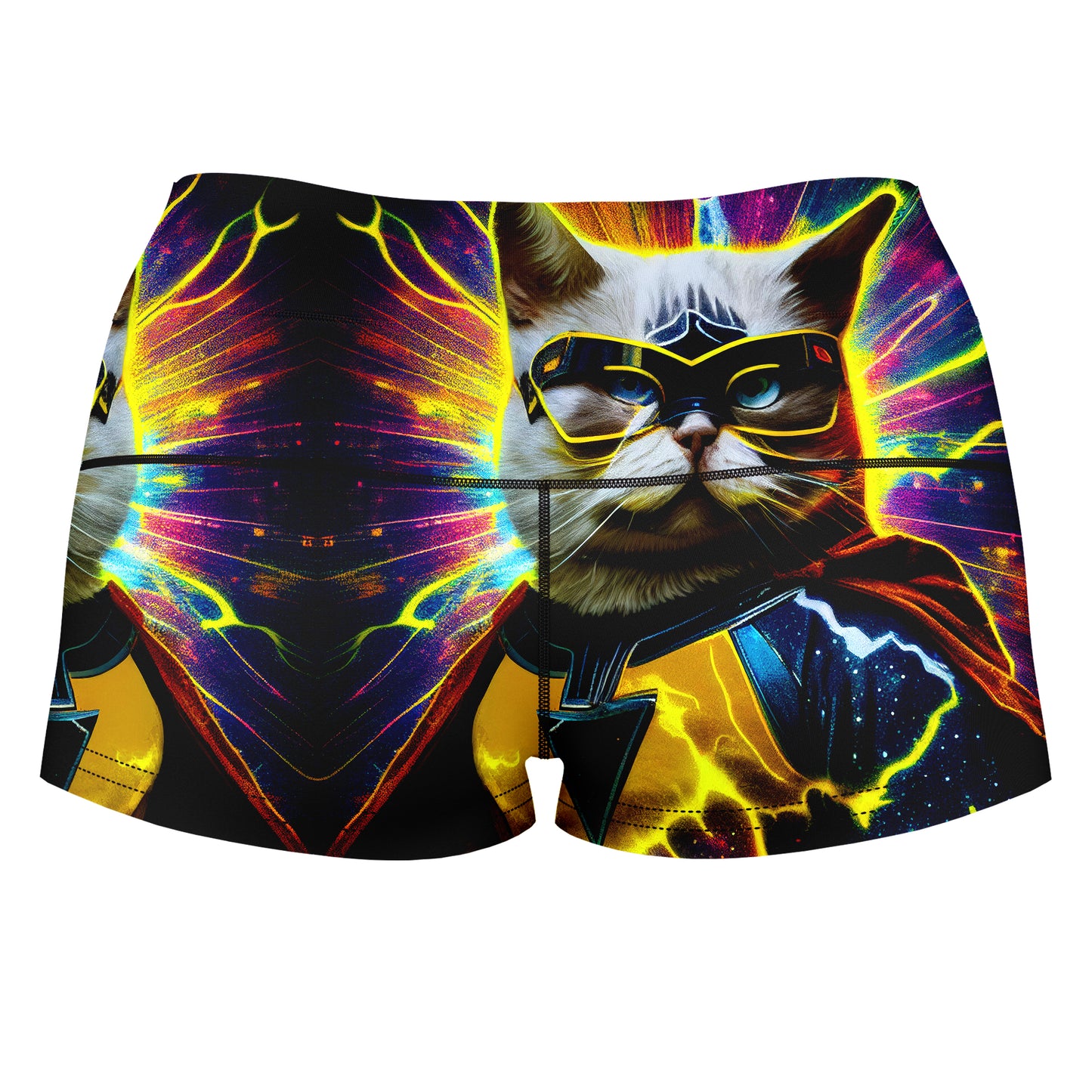 Cat Hero High-Waisted Women's Shorts, iEDM, | iEDM