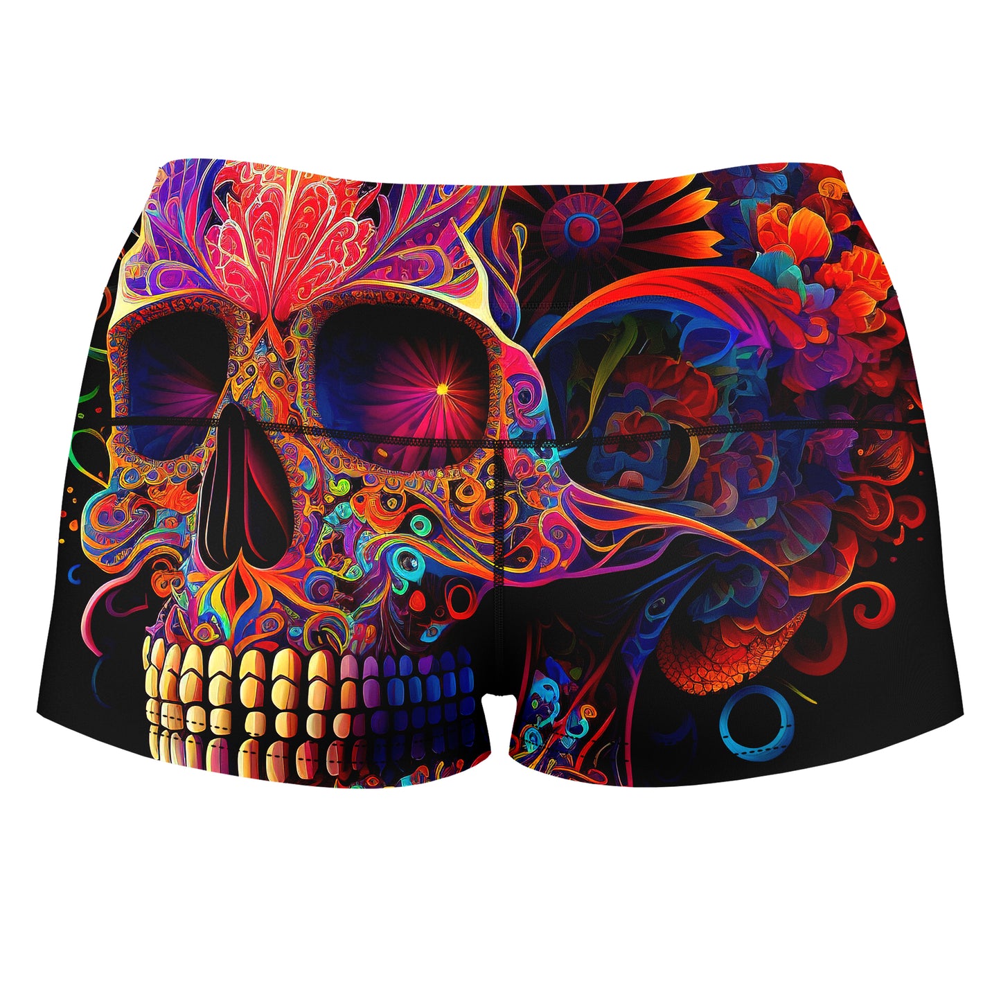 DOTD Skull High-Waisted Women's Shorts, iEDM, | iEDM