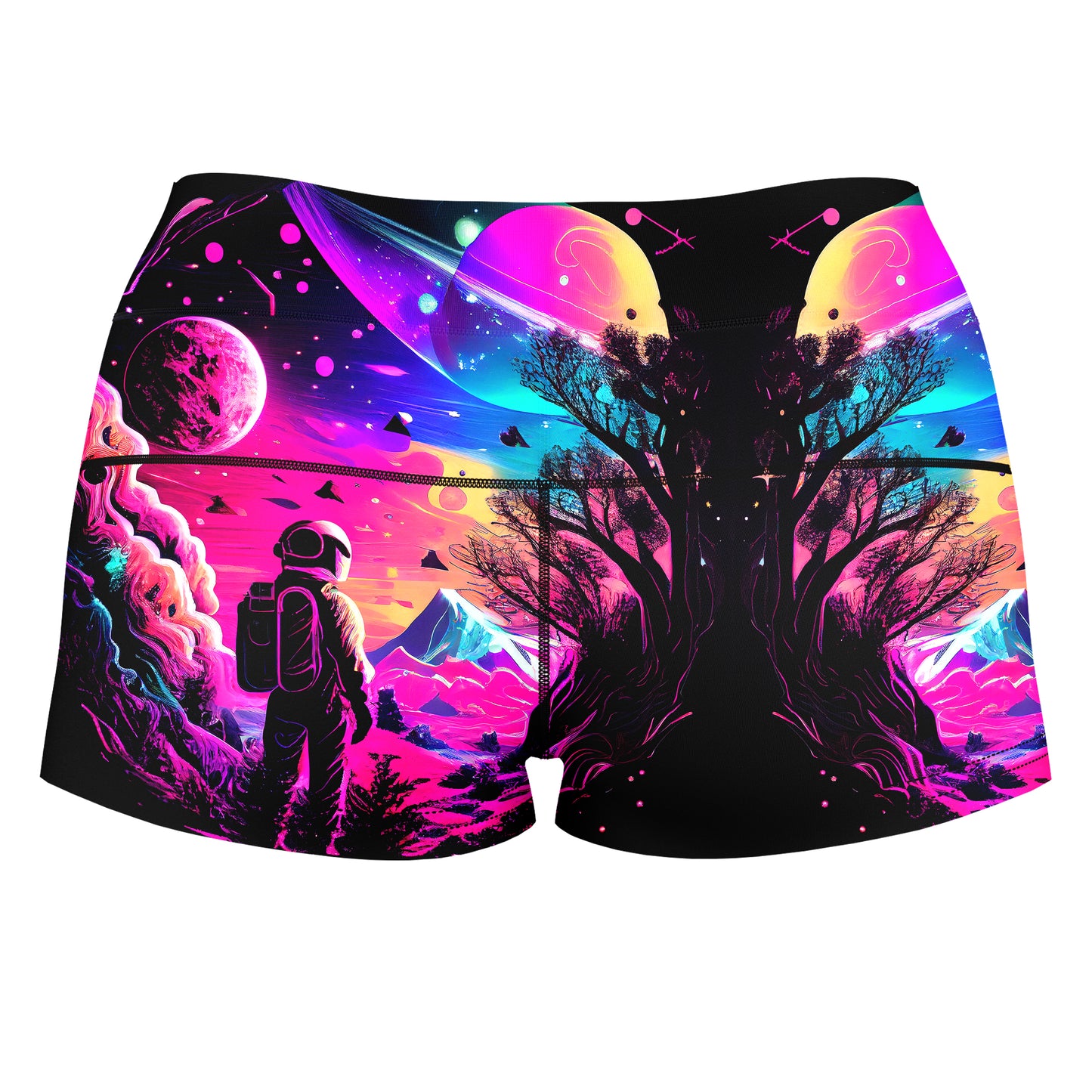 Psychedelic Galaxy Cosmos 02 High-Waisted Women's Shorts, iEDM, | iEDM