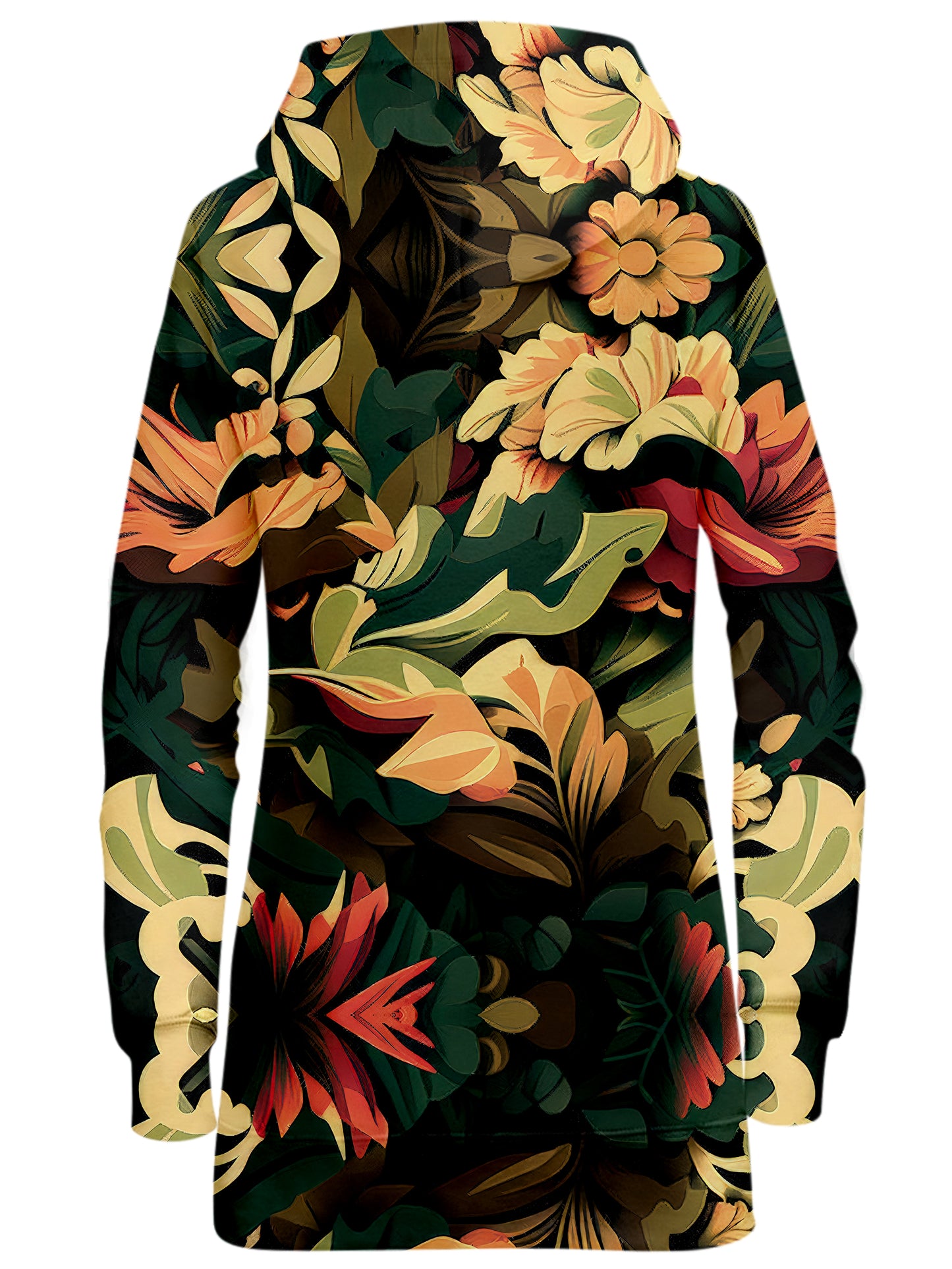 Floral Camo Pattern 01 Hoodie Dress, iEDM, | iEDM