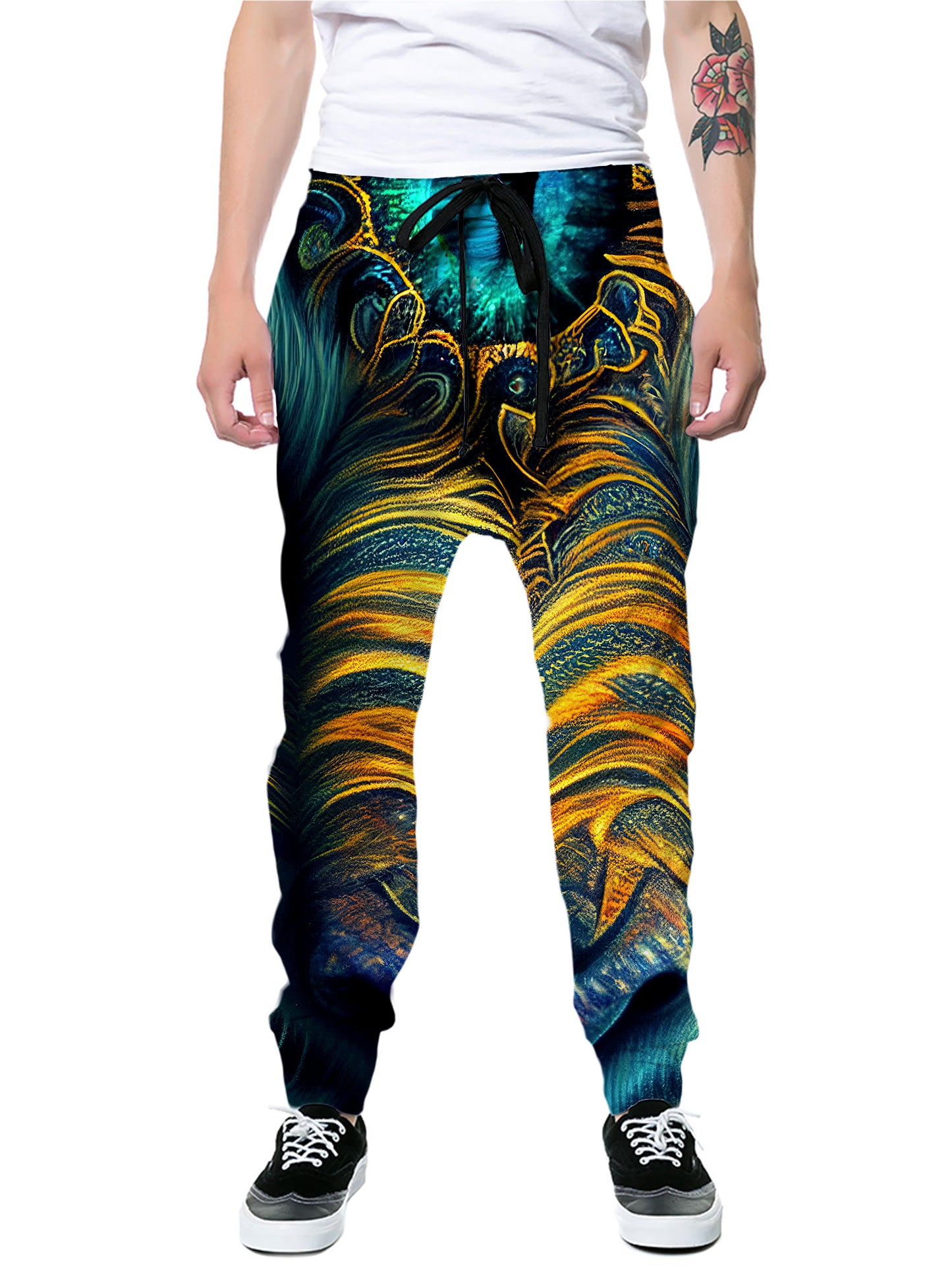 Tiger Eyes Psychedelic Zip-Up Hoodie and Joggers Combo, iEDM, | iEDM
