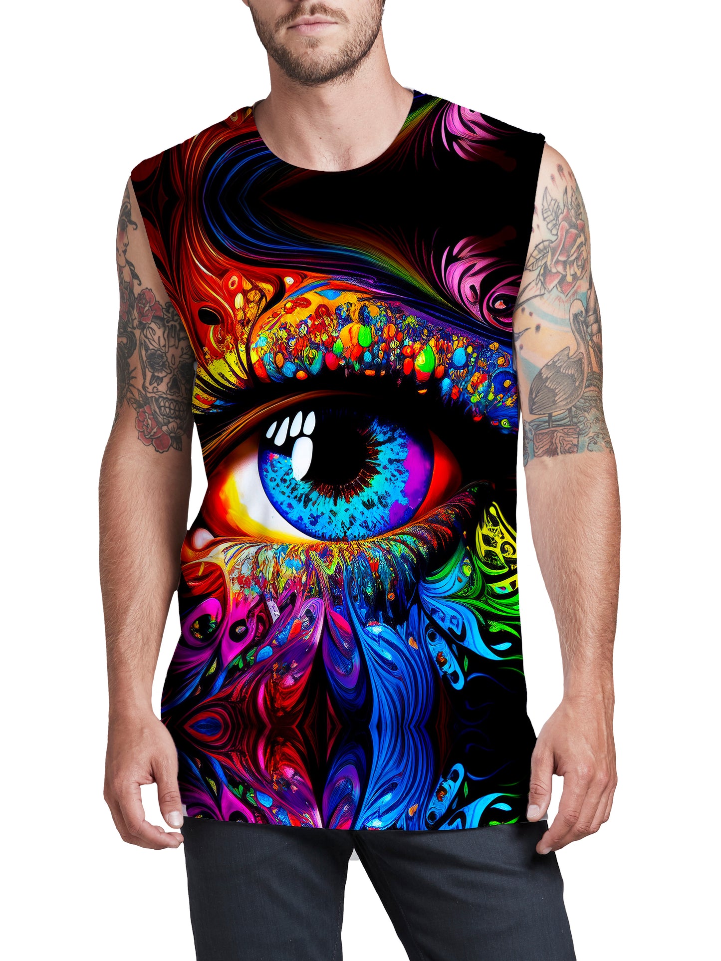 Colorful Eyes Psychedelic Men's Muscle Tank, iEDM, | iEDM