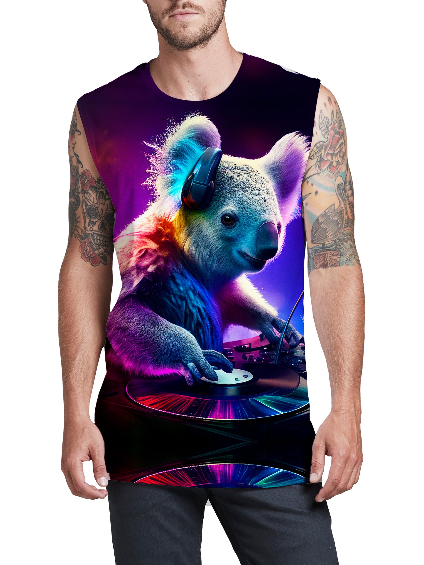 Koala Dj Playing Music Men's Muscle Tank, iEDM, | iEDM