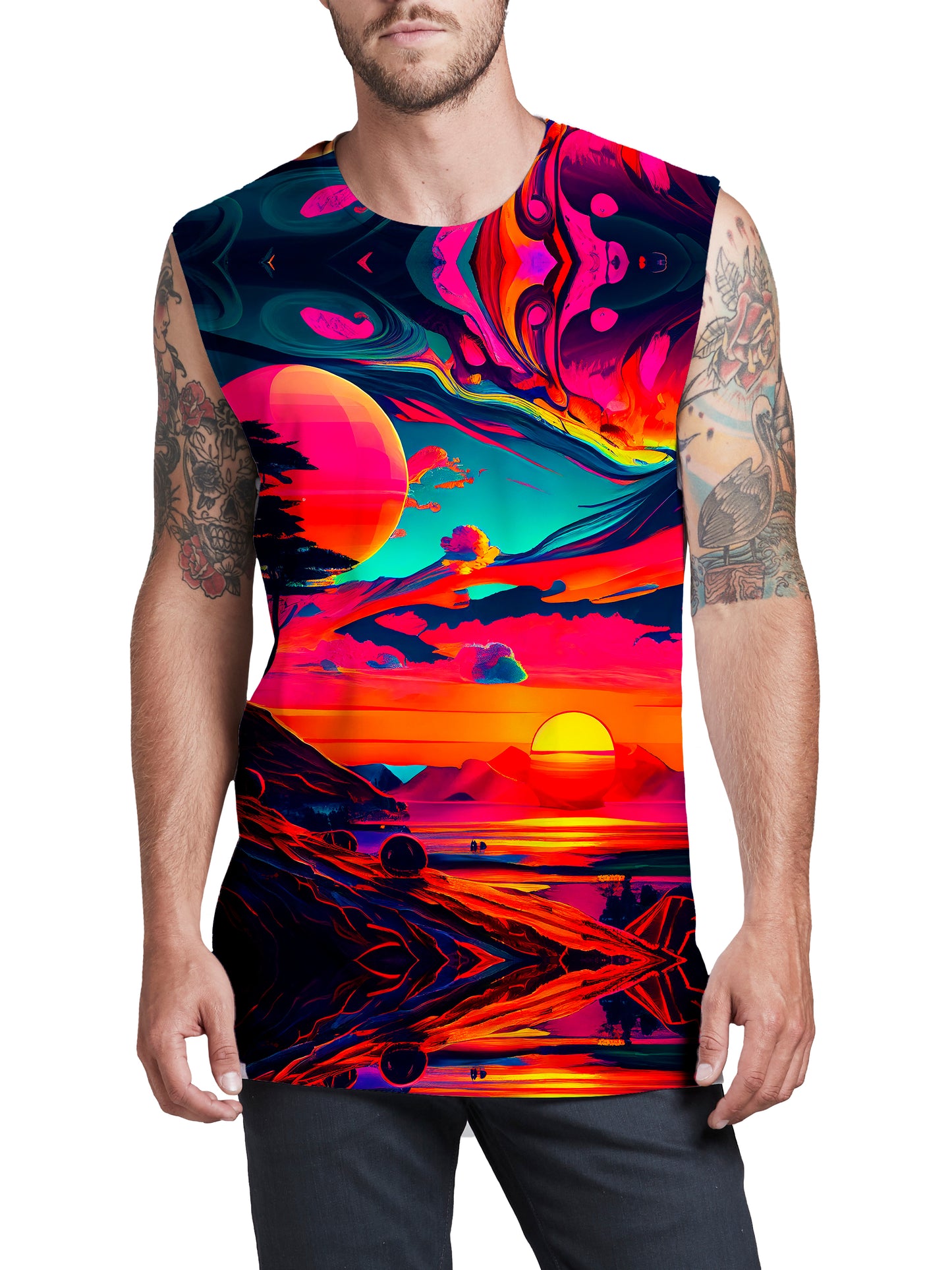 Psychedelic Sunset 02 Men's Muscle Tank, iEDM, | iEDM