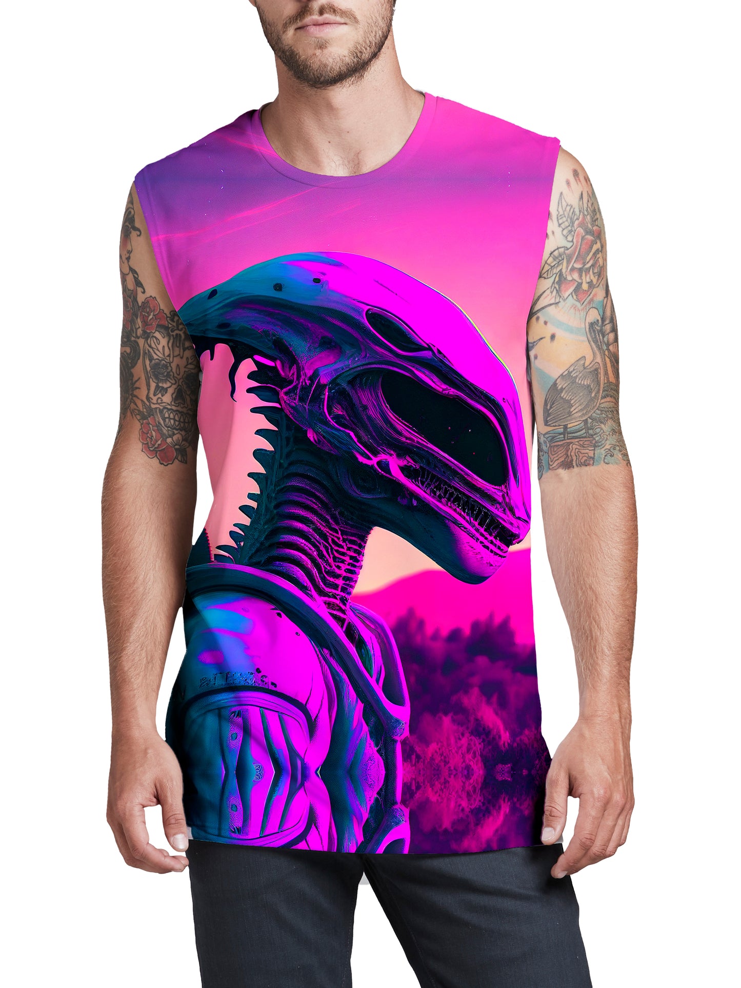 Vaporwave Alien Men's Muscle Tank, iEDM, | iEDM