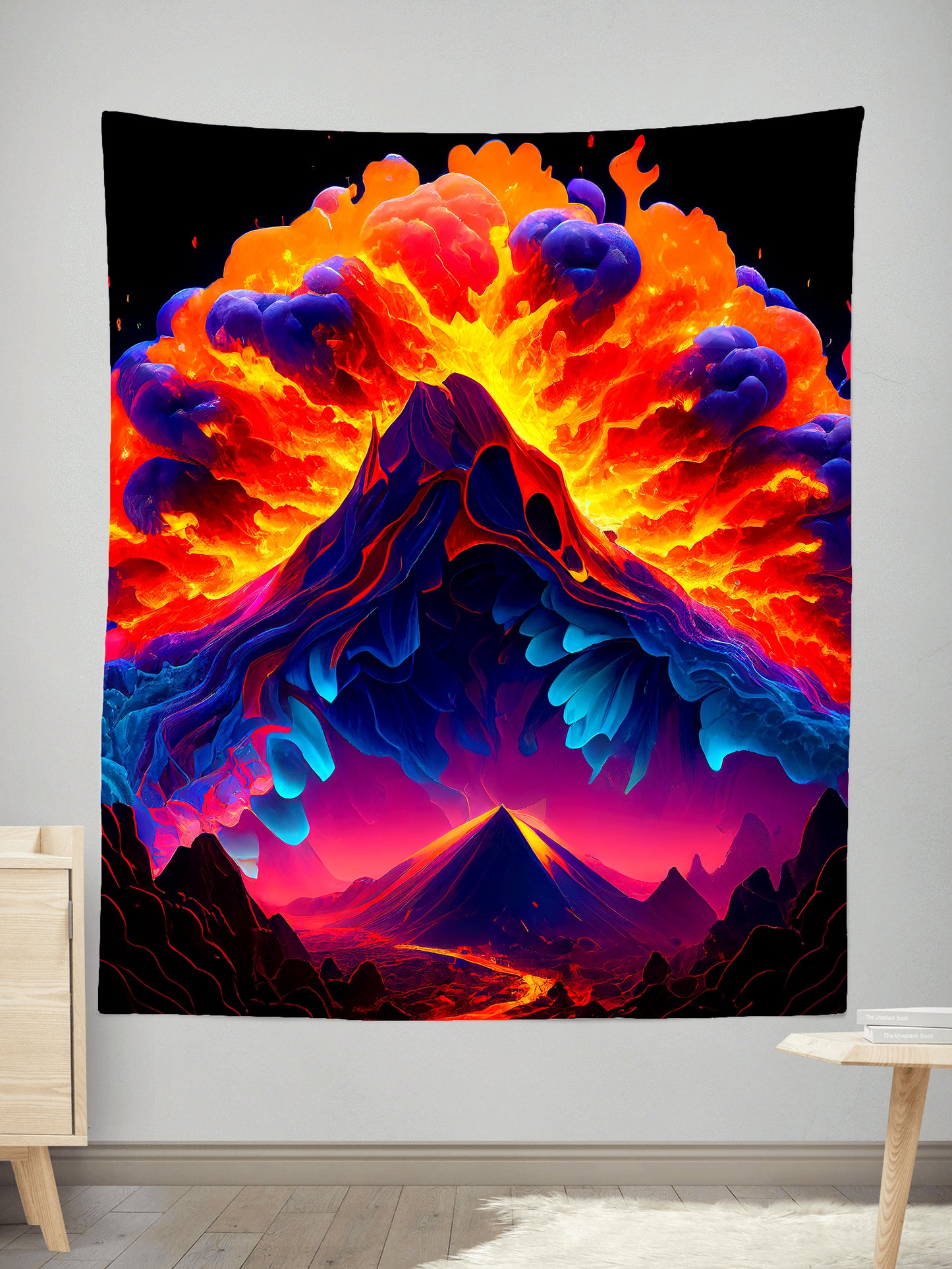 Exploding Neon Psychedelic Lava Volcano Tapestry, iEDM, | iEDM