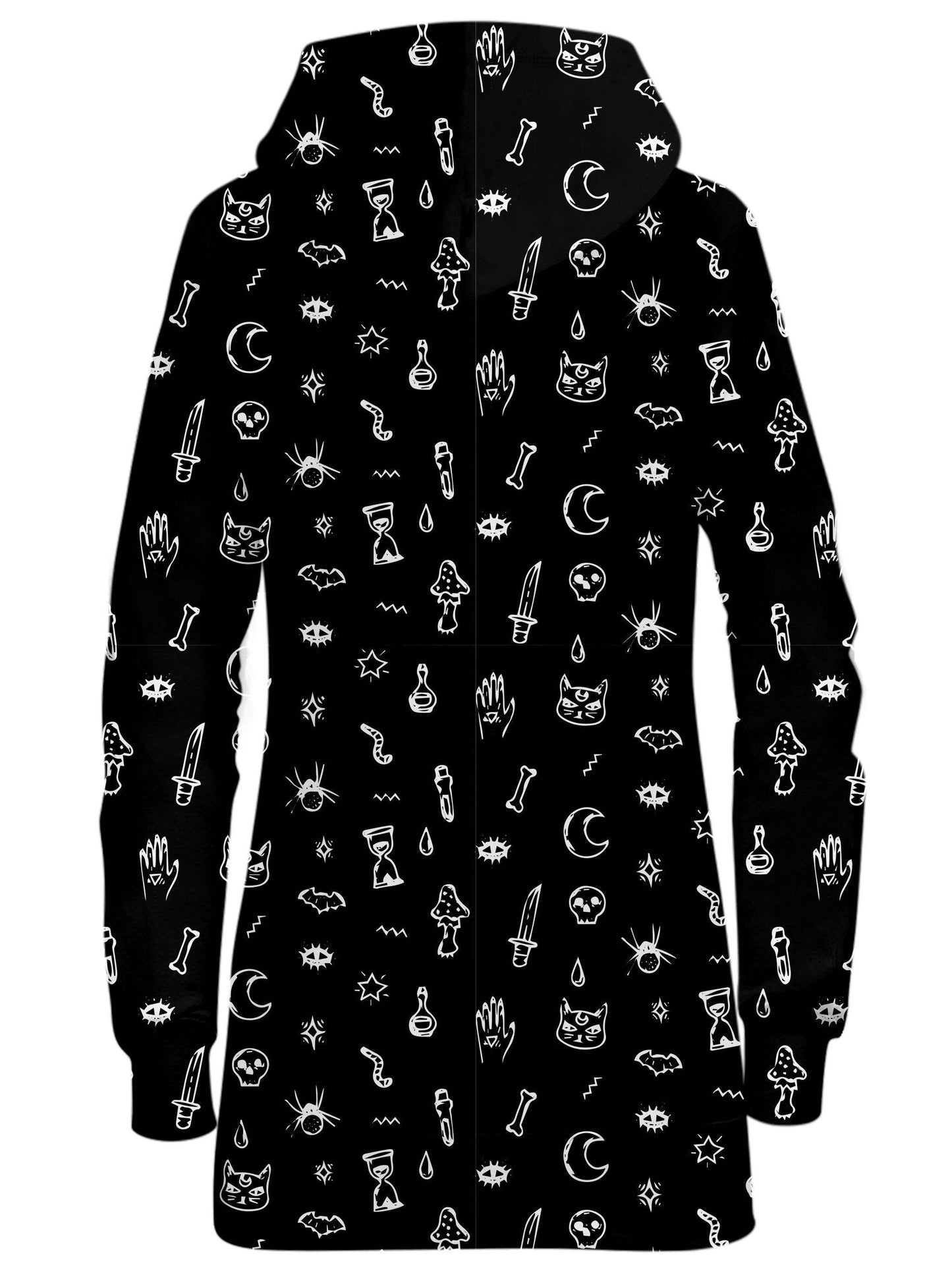 Black Pattern Hoodie Dress, iEDM, | iEDM