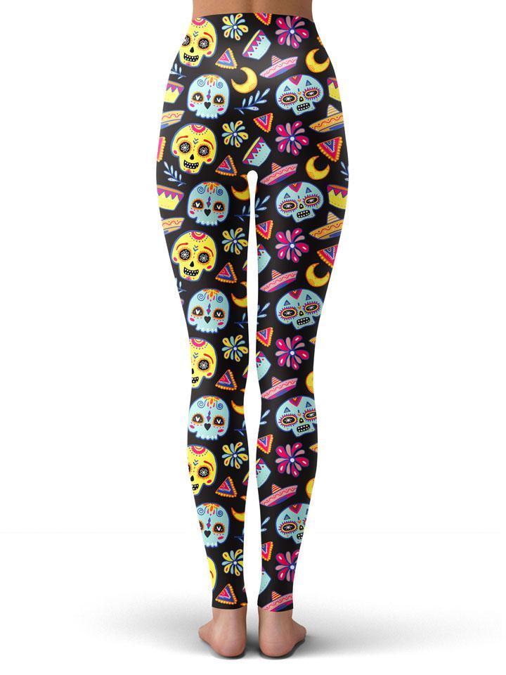 iEDM Dia Muertos Black Leggings - iEDM