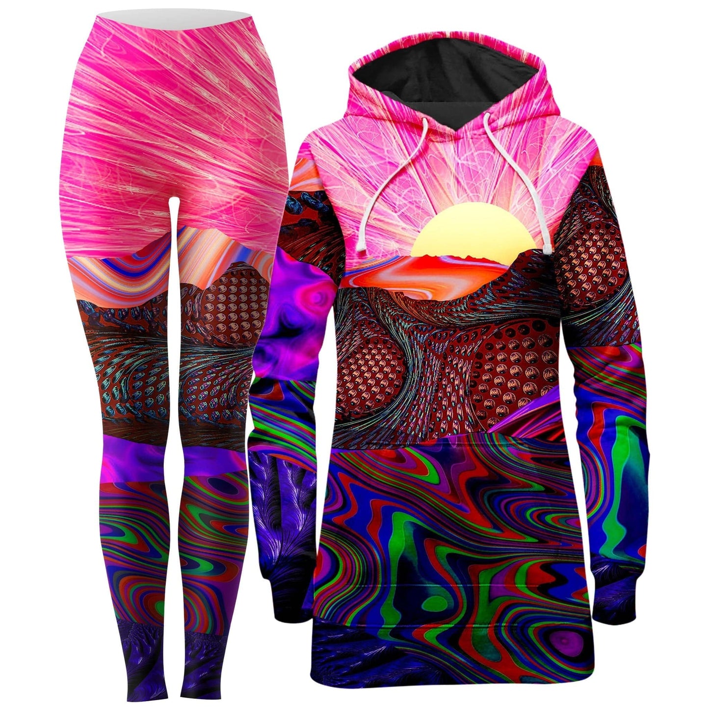 Trippy Trek Hoodie Dress and Leggings Combo, Lucid Eye Studios, | iEDM