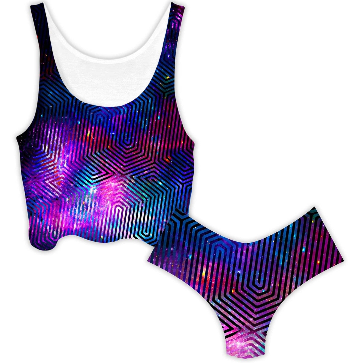 Celestial Finger Print Crop Top and Booty Shorts Combo, Noctum X Truth, | iEDM