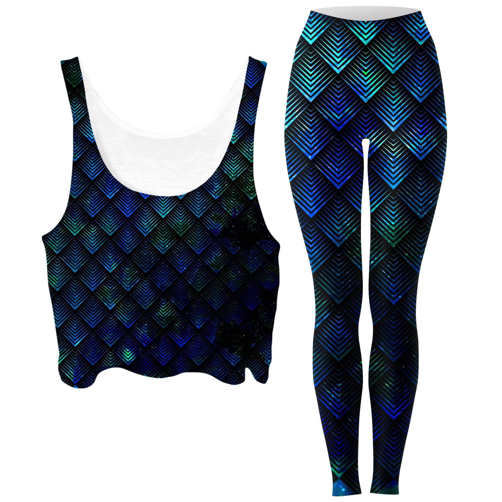 Galactic Dragon Scale Teal Crop Top and Leggings Combo – iEDM